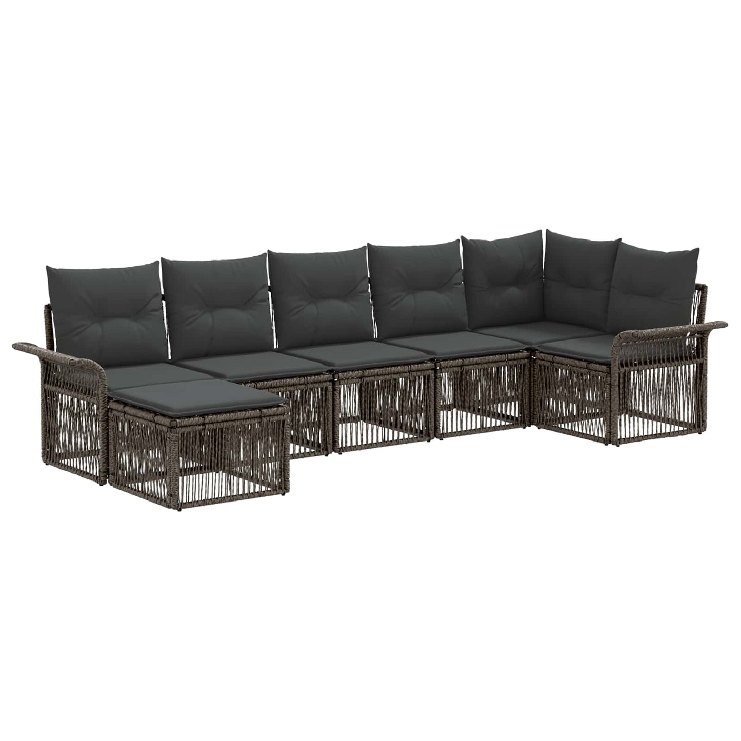 Kerti Kanapé Szett 7 pcs Szürke polirattan