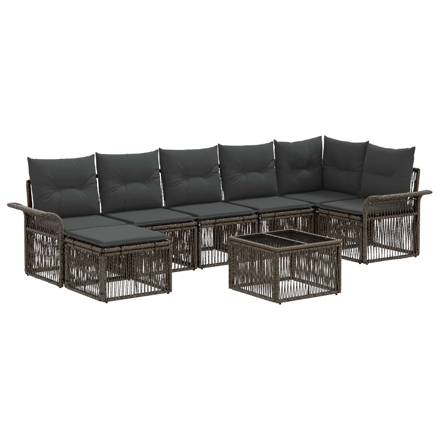 Kerti Kanapé Szett 8 pcs Szürke polirattan