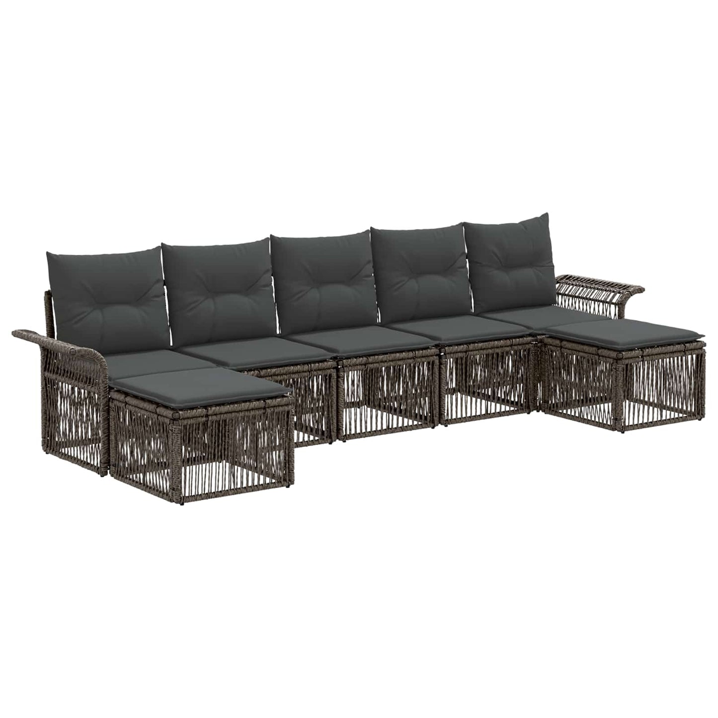 Kerti Kanapé Szett 7 pcs Szürke polirattan