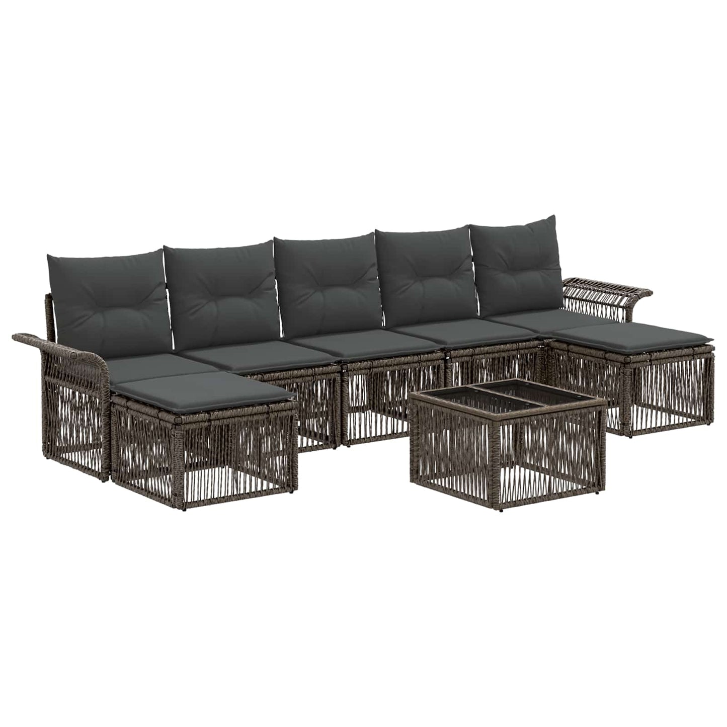 Kerti Kanapé Szett 8 pcs Szürke polirattan