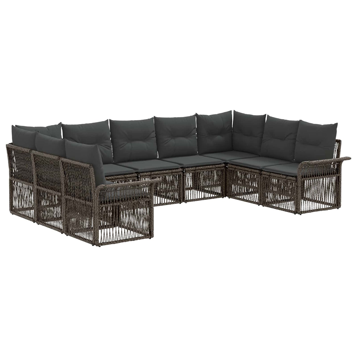 Kerti Kanapé Szett 9 pcs Szürke polirattan