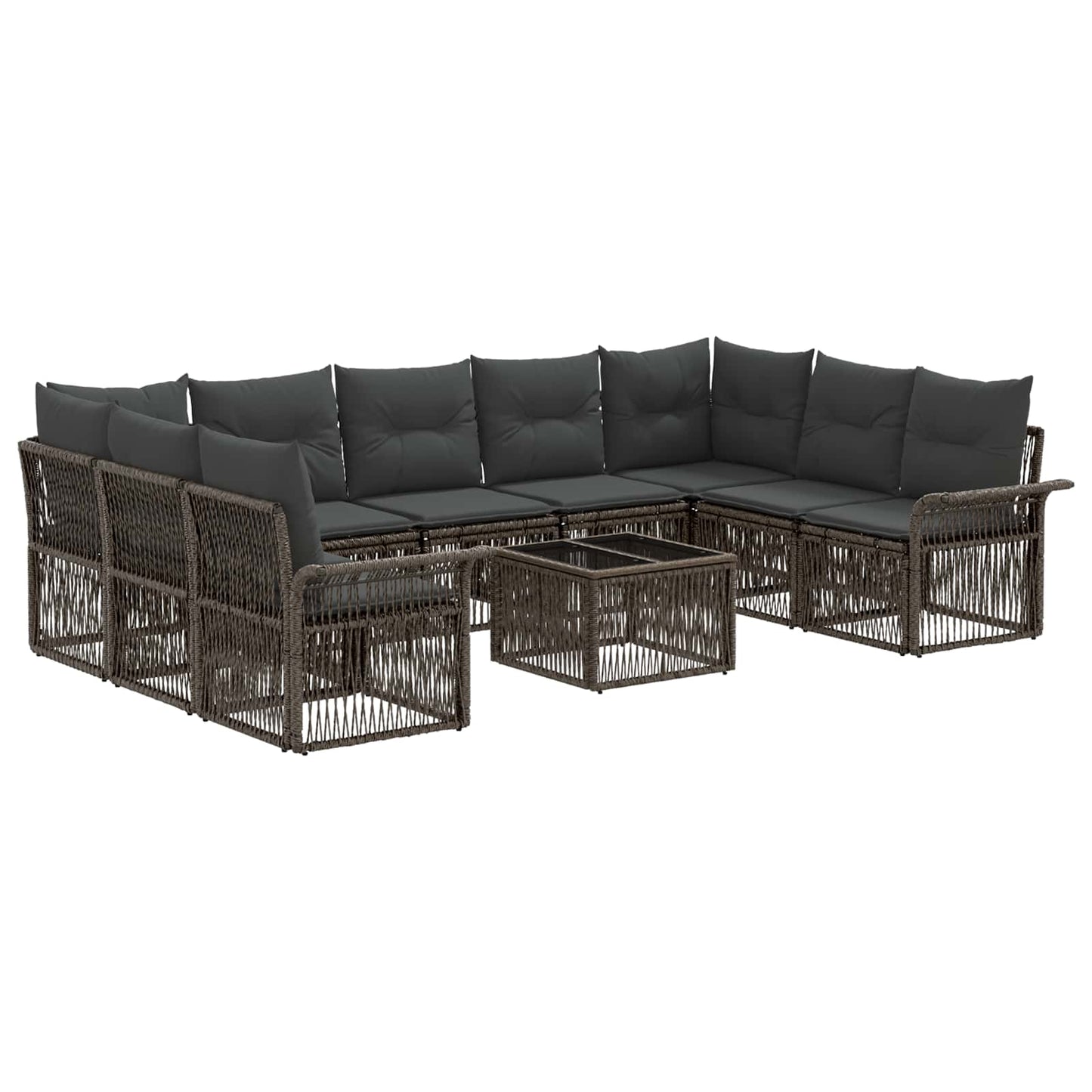 Kerti Kanapé Szett 10 pcs Szürke polirattan