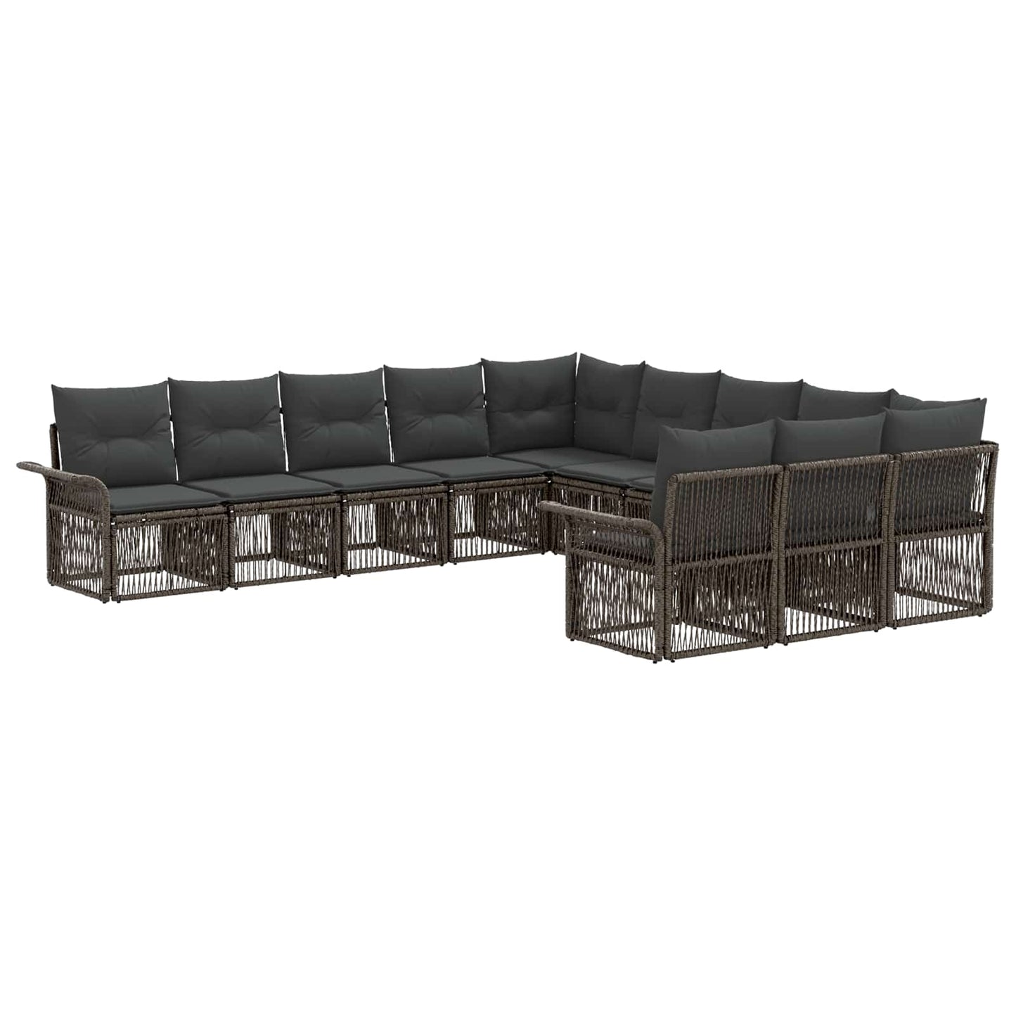 Kerti Kanapé Szett 11 pcs Szürke polirattan