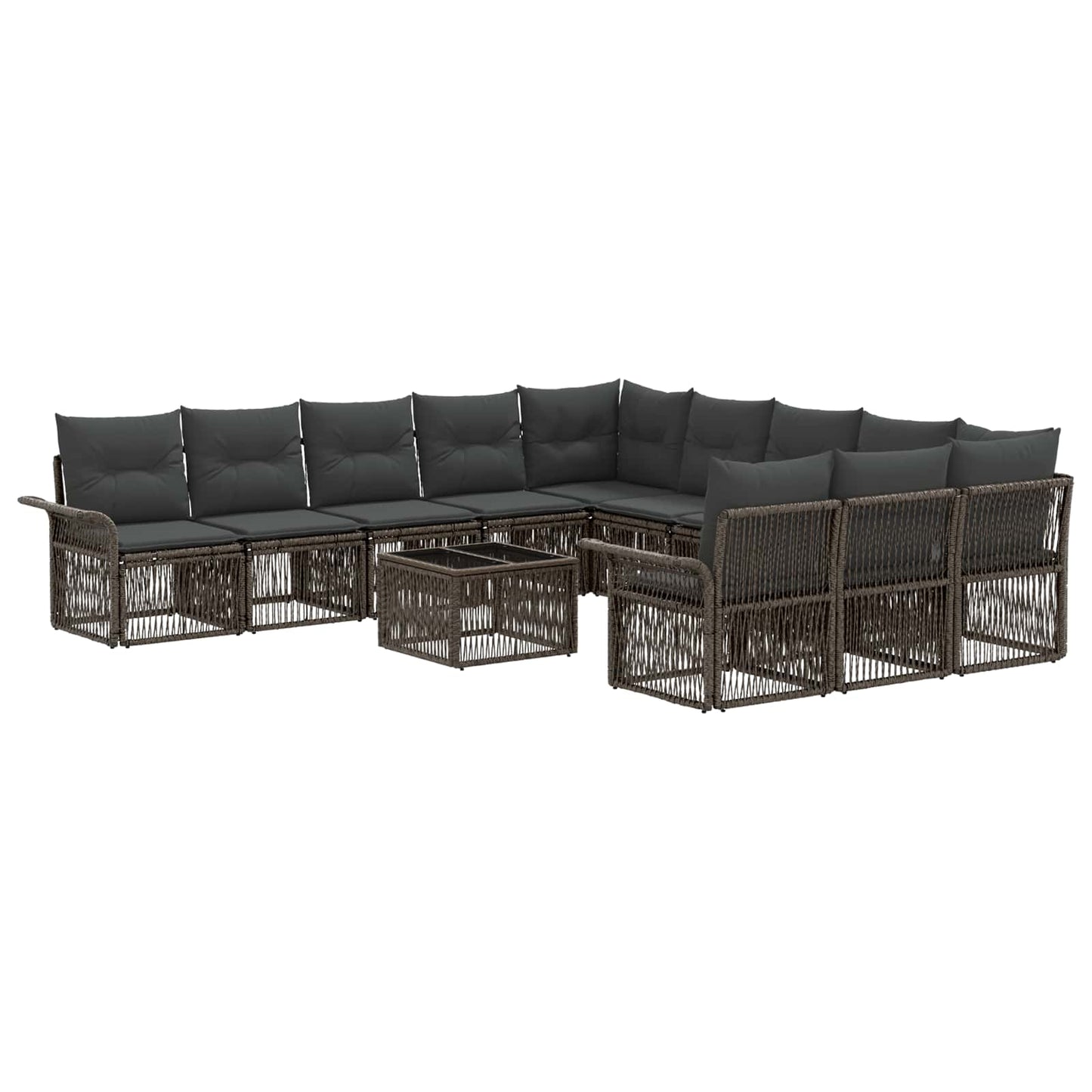 Kerti Kanapé Szett 12 pcs Szürke polirattan