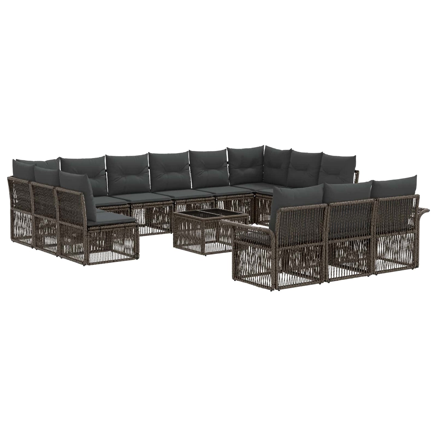 Kerti Kanapé Szett 14 pcs Szürke polirattan