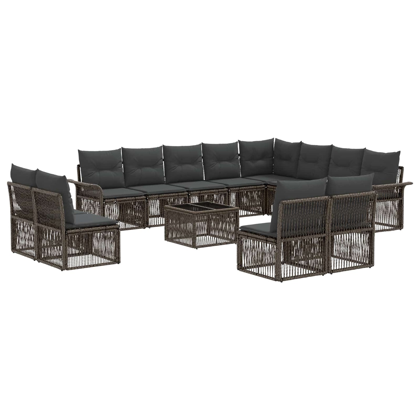 Kerti Kanapé Szett 13 pcs Szürke polirattan