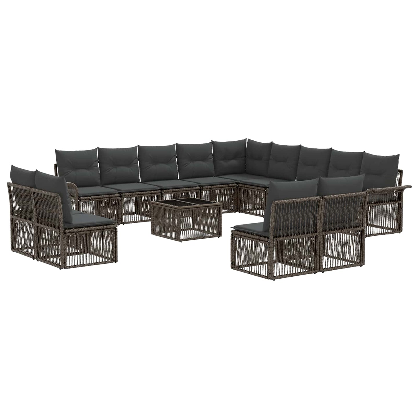 Kerti Kanapé Szett 14 pcs Szürke polirattan
