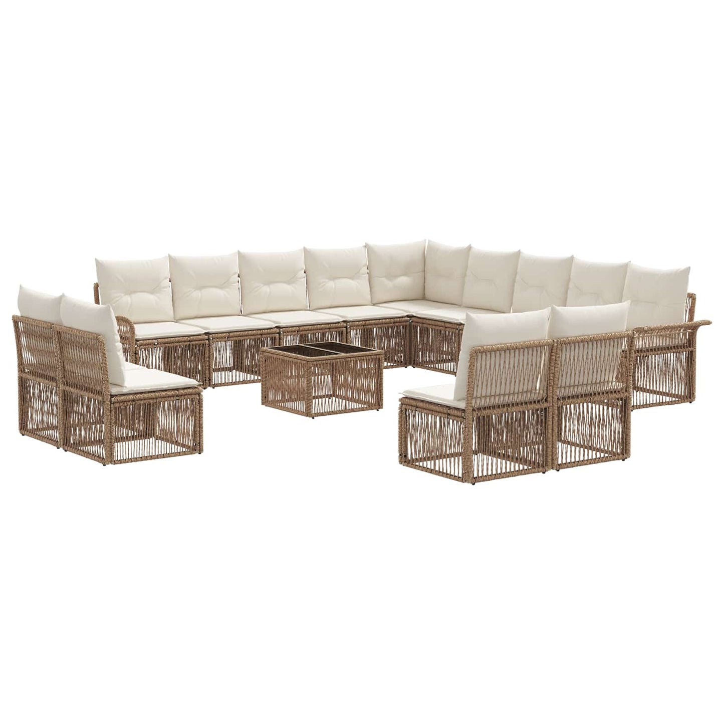 Kerti Kanapé Szett 14 pcs Bézs polirattan