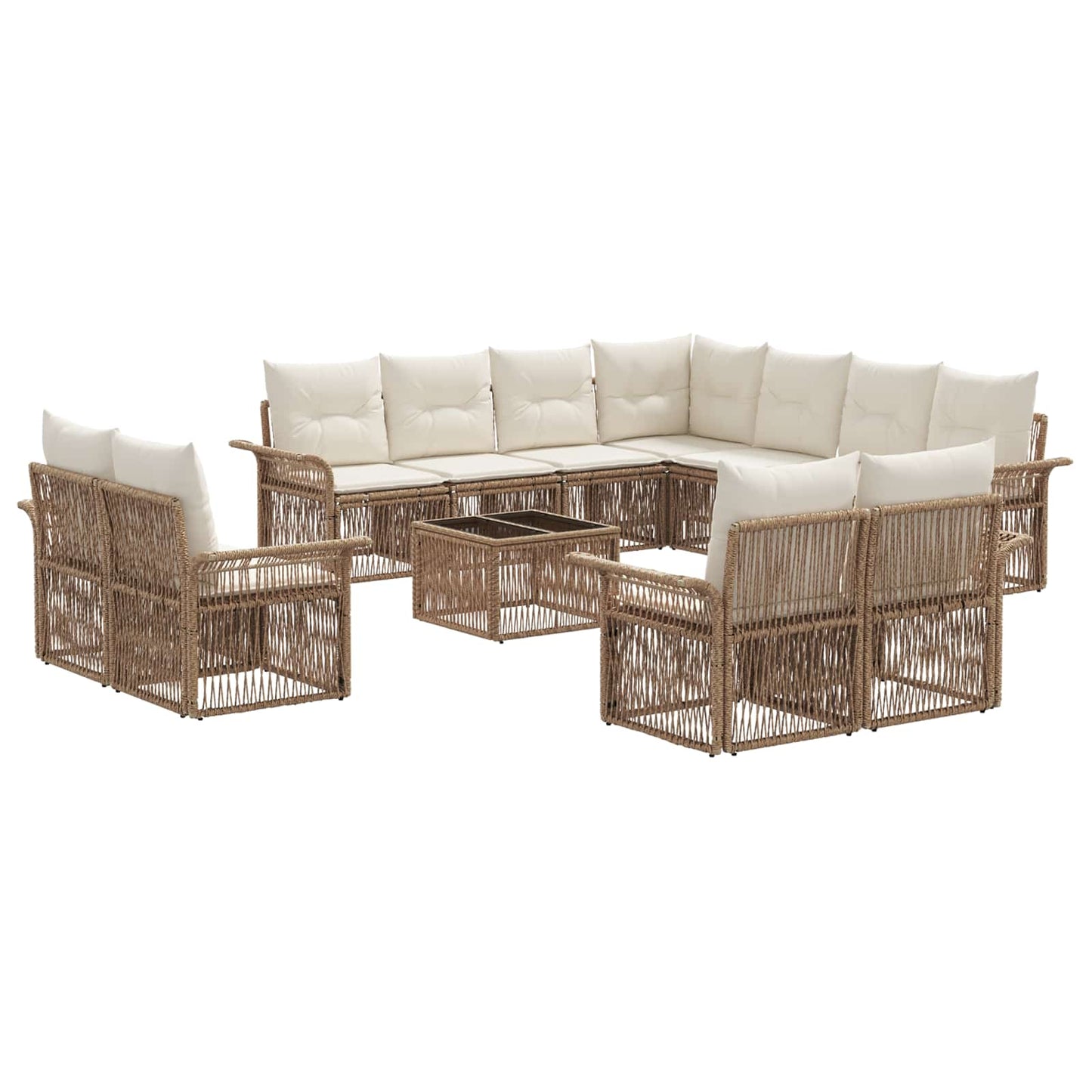 Kerti Kanapé Szett 12 pcs Beige és Krémszínű polirattan
