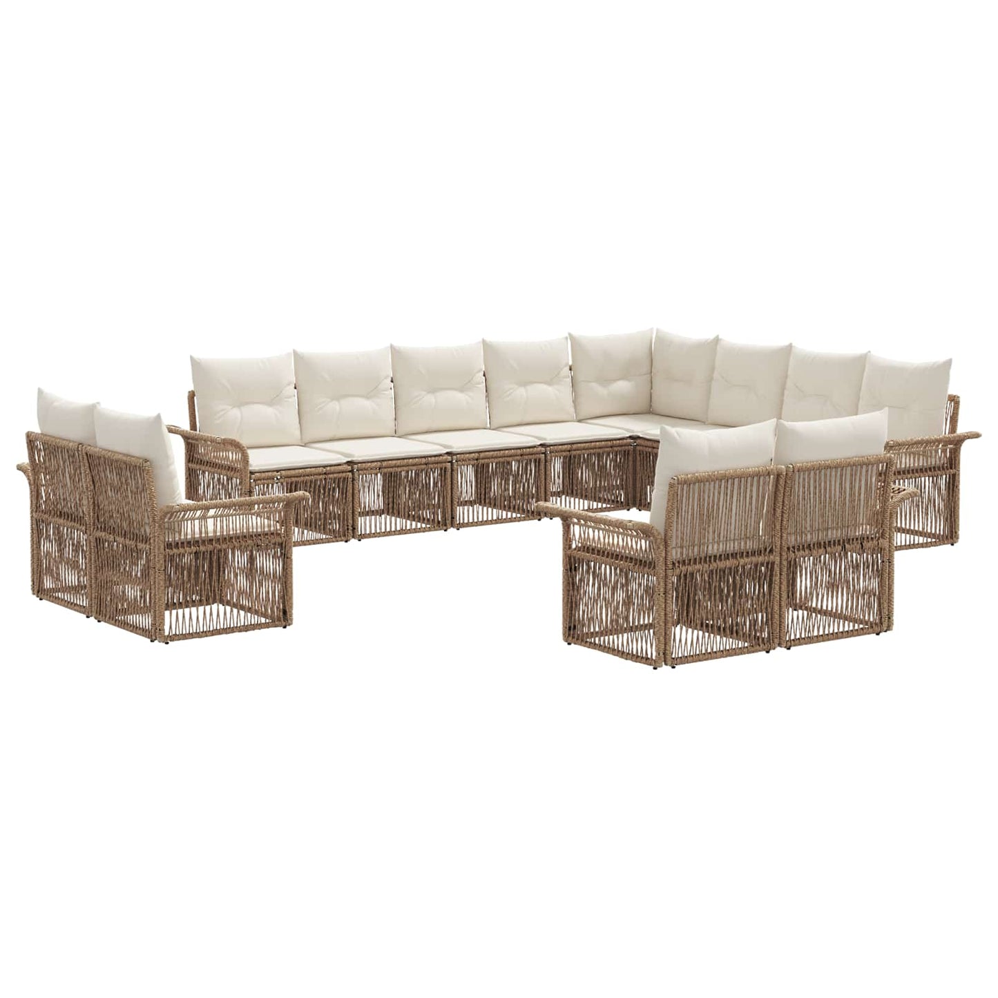Kerti Kanapé Szett 12 pcs Beige és Krémszínű polirattan