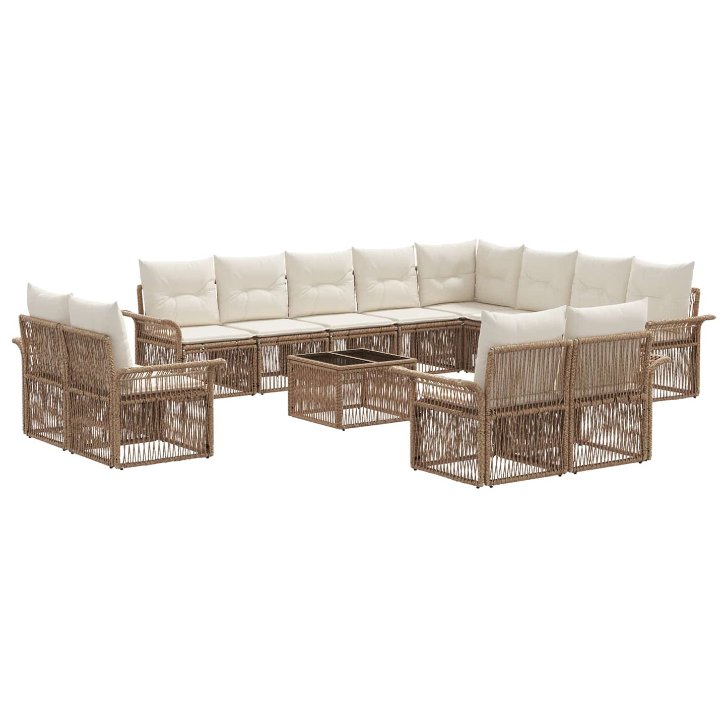 Kerti Kanapé Szett 13 pcs Beige és Krémszínű polirattan