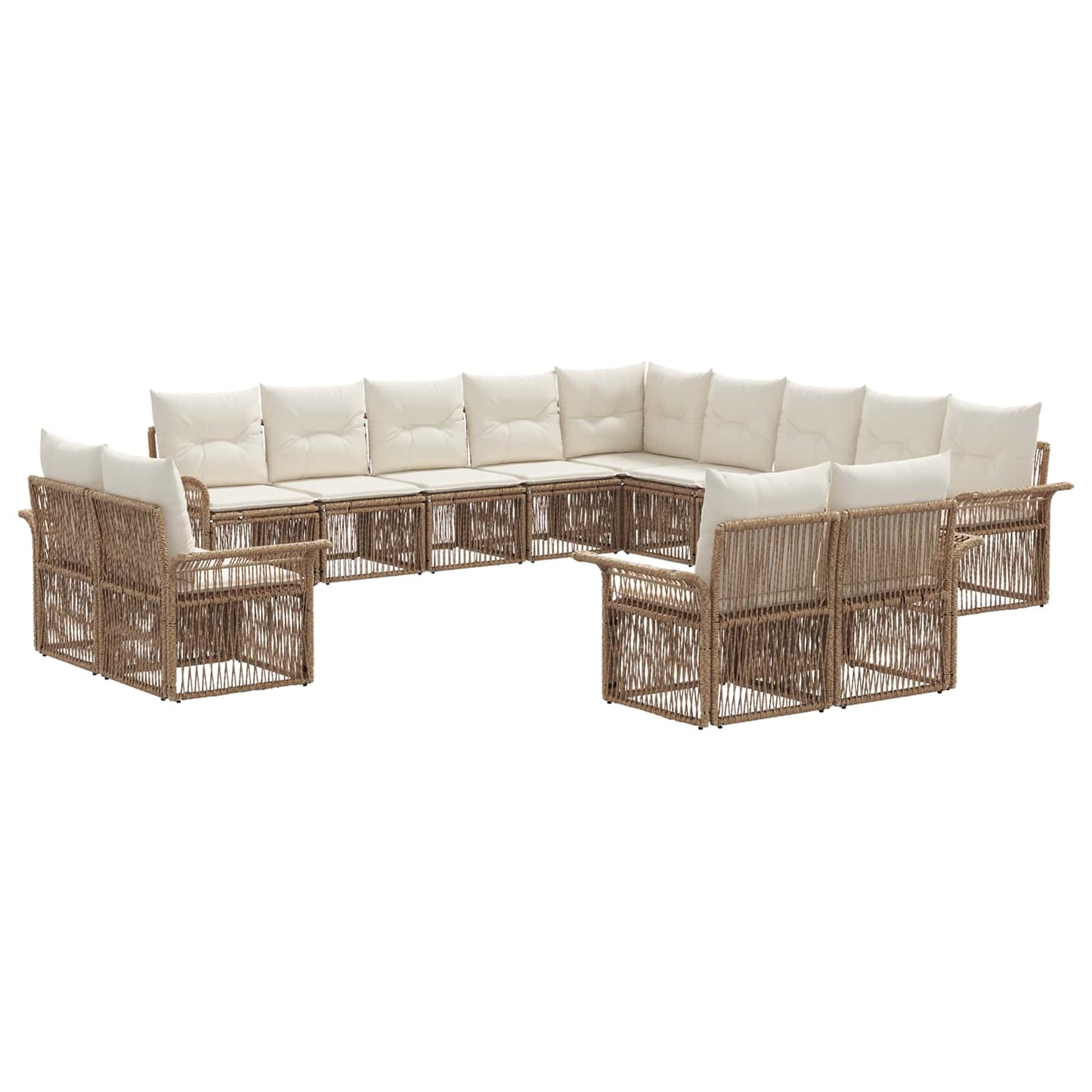 Kerti Kanapé Szett 13 pcs Beige és Krémszínű polirattan