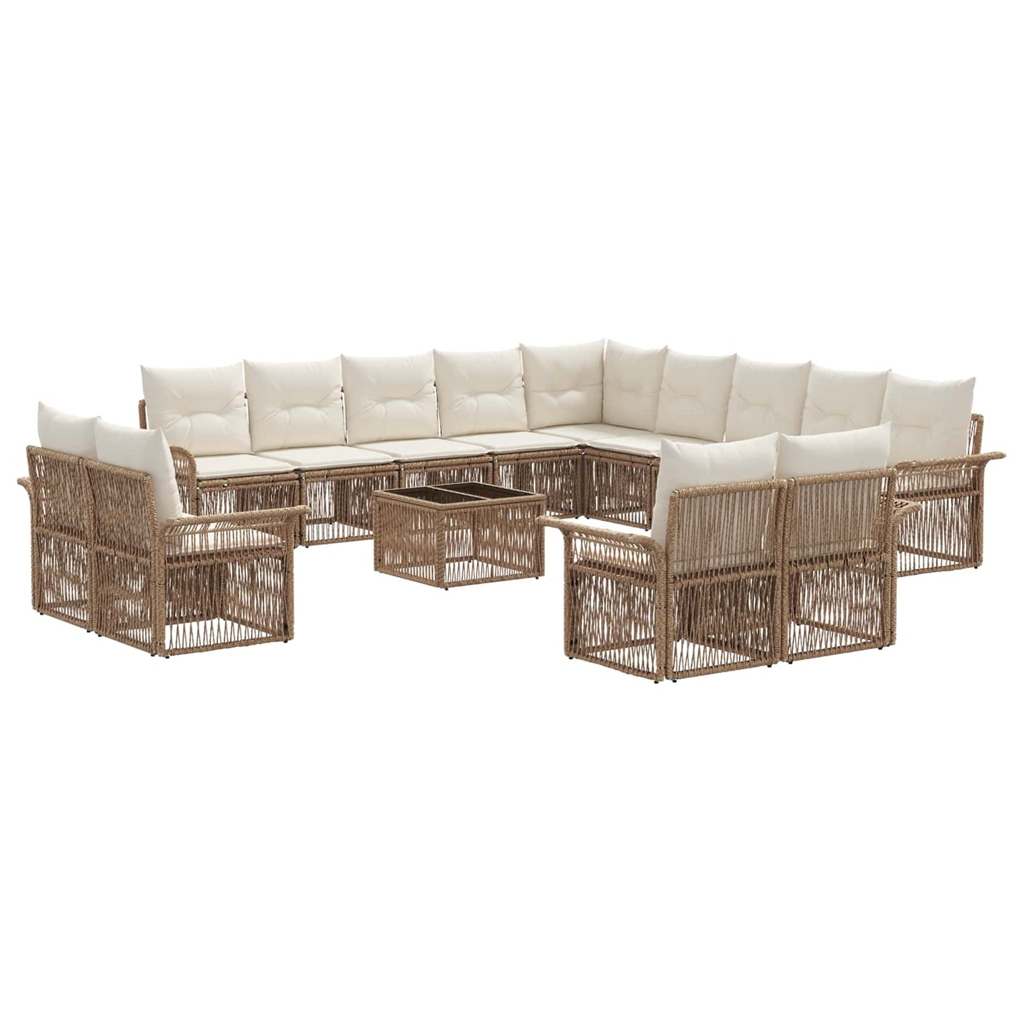 Kerti Kanapé Szett 14 pcs Beige és Krémszínű polirattan