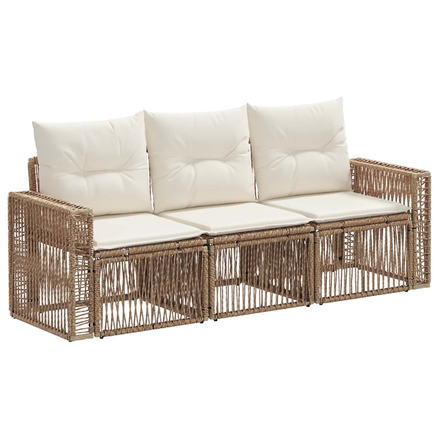 Kerti Kanapé Szett 3 pcs Beige és Krémszínű polirattan