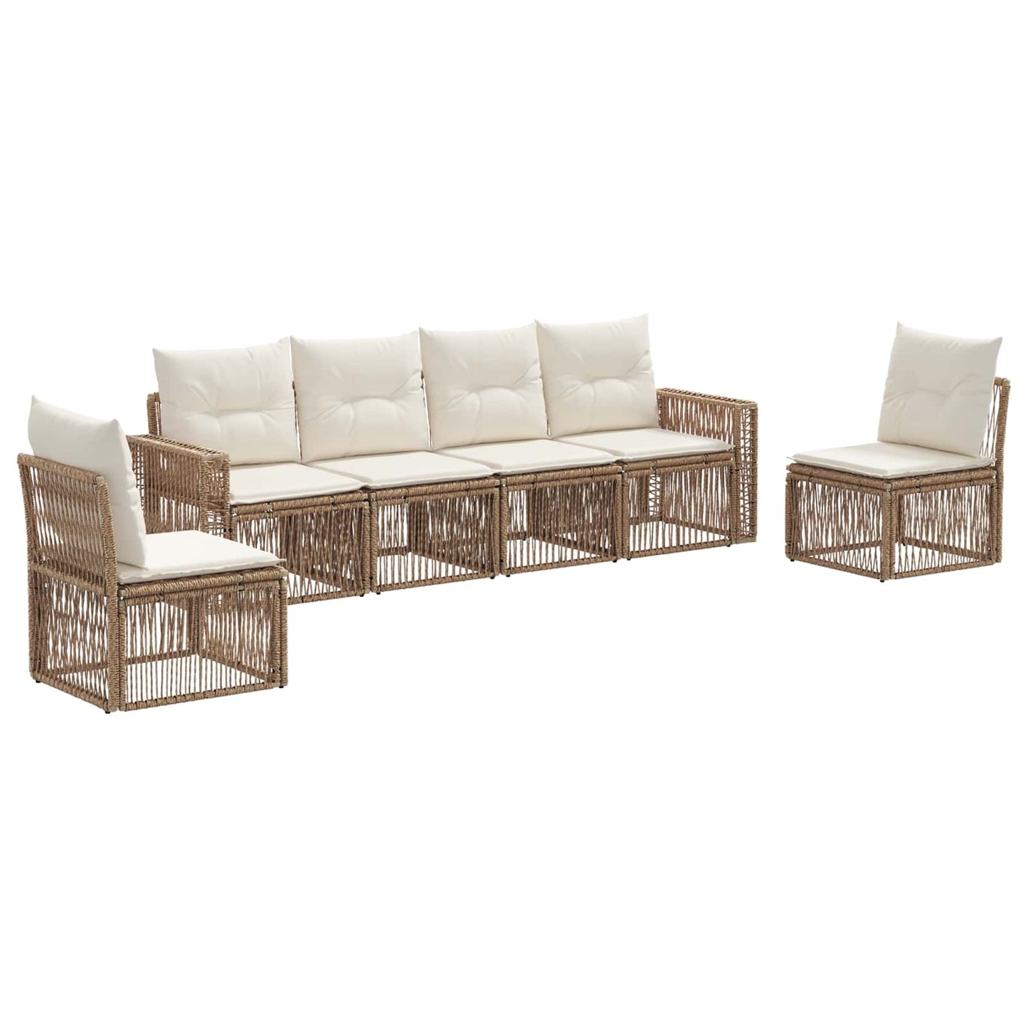 Kerti Kanapé Szett 6 pcs Beige és Krémszínű polirattan
