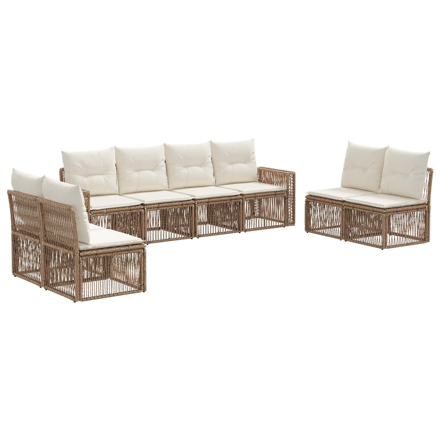 Kerti Kanapé Szett 8 pcs Beige és Krémszínű polirattan