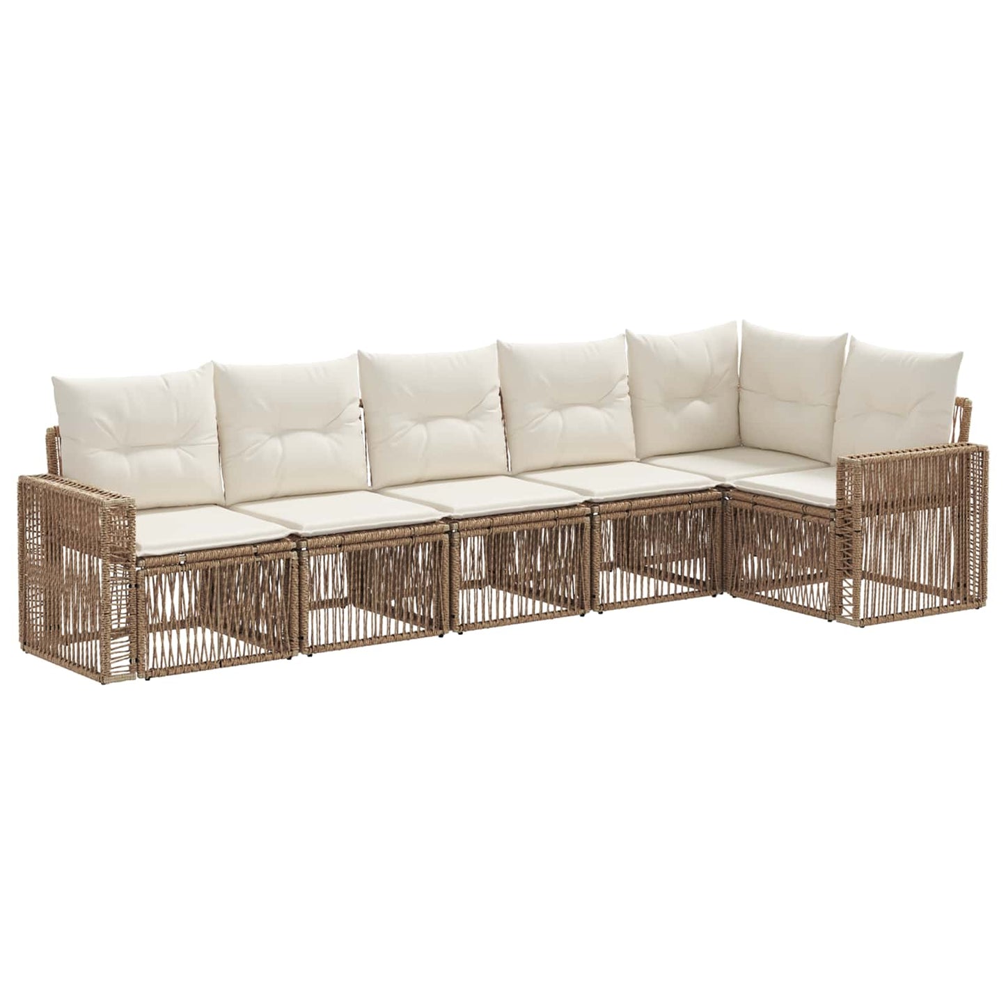 Kerti Kanapé Szett 6 pcs Beige és Krémszínű polirattan