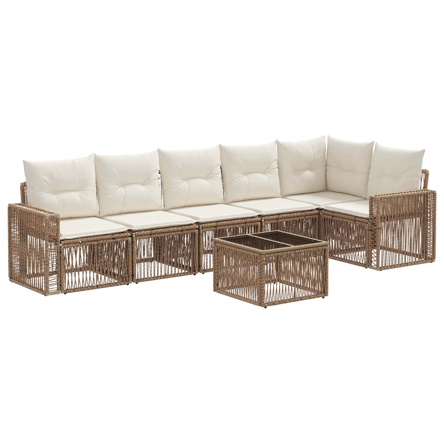 Kerti Kanapé Szett 7 pcs Beige és Krémszínű polirattan