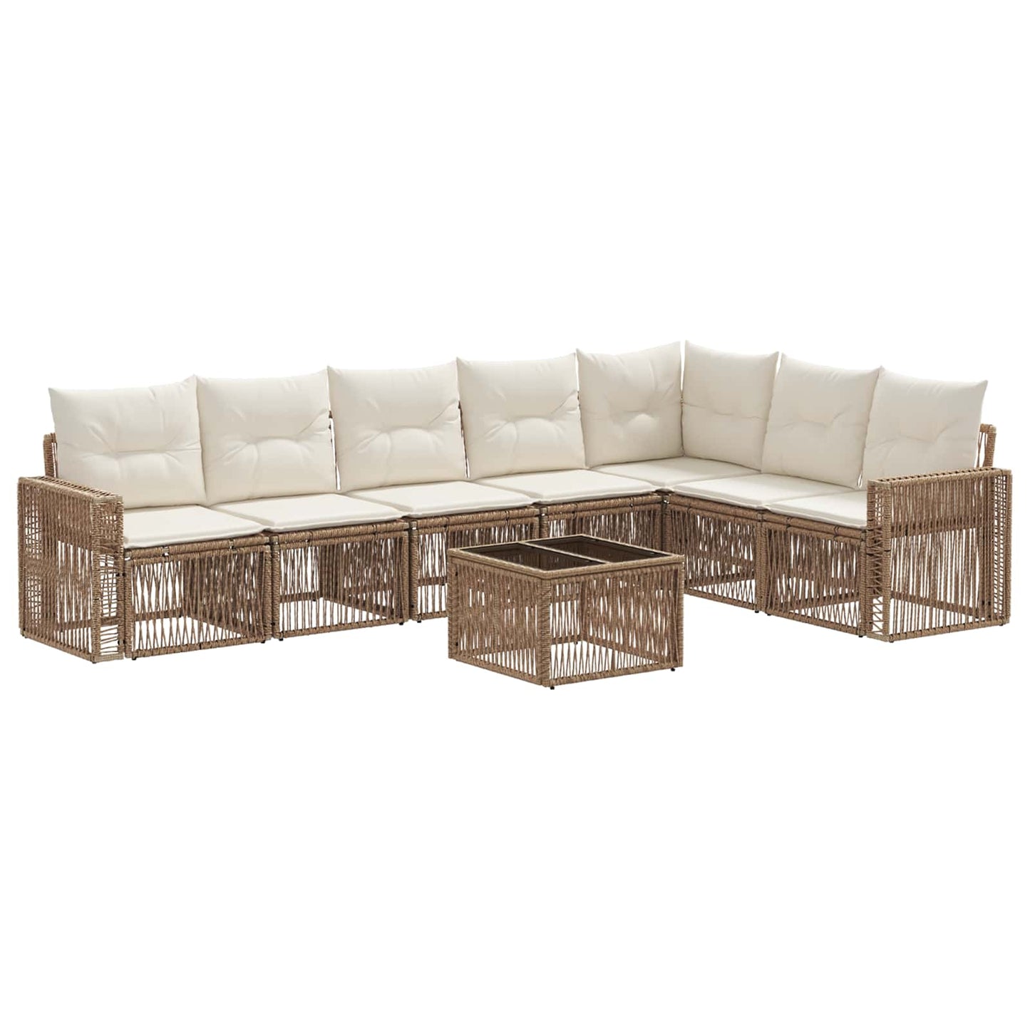 Kerti Kanapé Szett 8 pcs Beige és Krémszínű polirattan