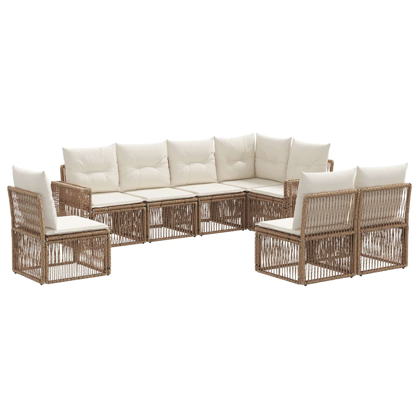 Kerti Kanapé Szett 8 pcs Beige és Krémszínű polirattan