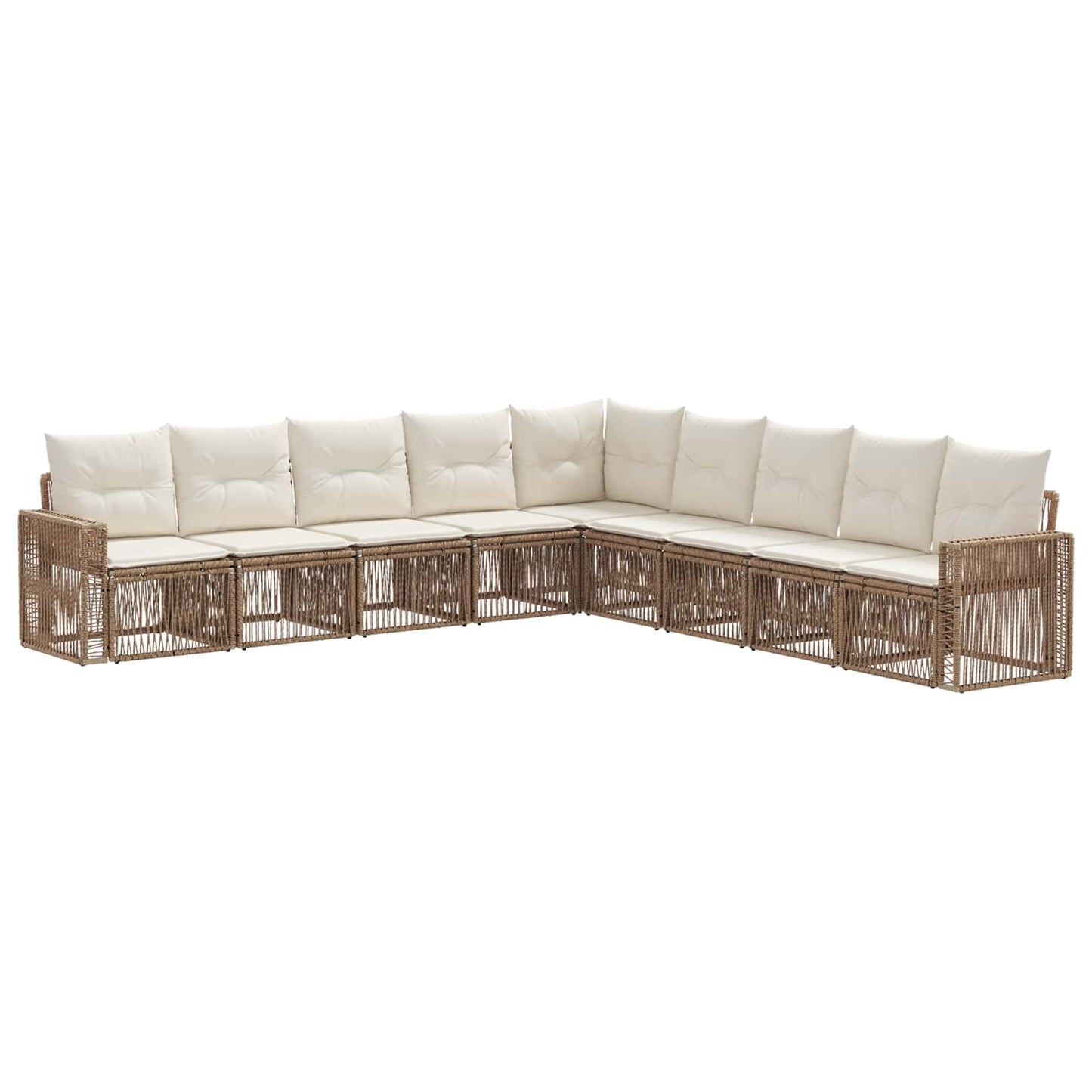 Kerti Kanapé Szett 9 pcs Beige és Krémszínű polirattan