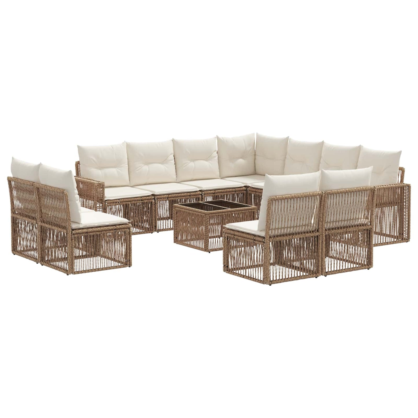 Kerti Kanapé Szett 12 pcs Beige és Krémszínű polirattan
