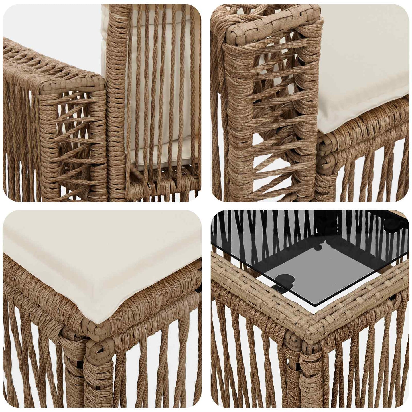 Kerti Kanapé Szett 12 pcs Beige és Krémszínű polirattan
