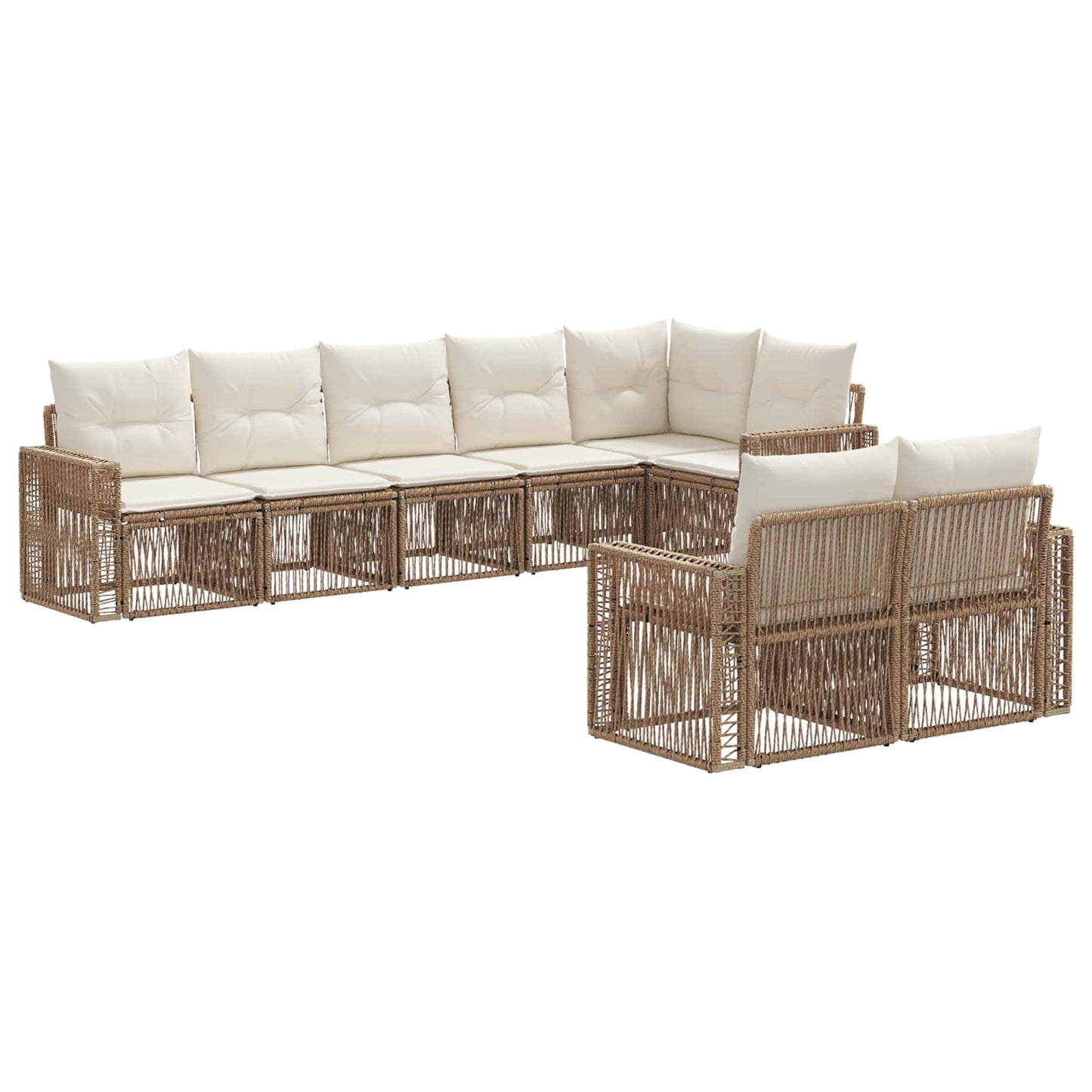 Kerti Kanapé Szett 8 pcs Beige és Krémszínű polirattan