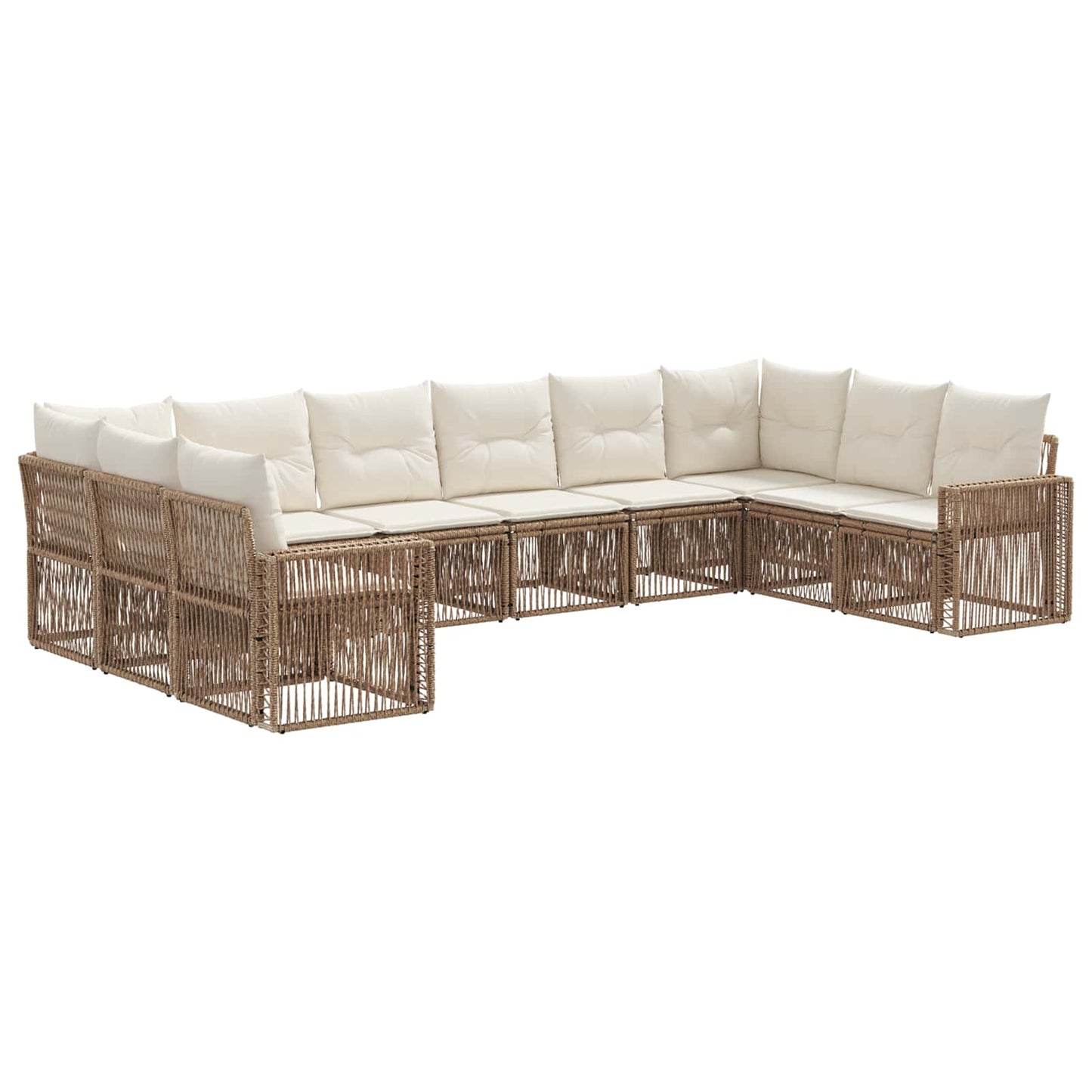 Kerti Kanapé Szett 10 pcs Beige és Krémszínű polirattan