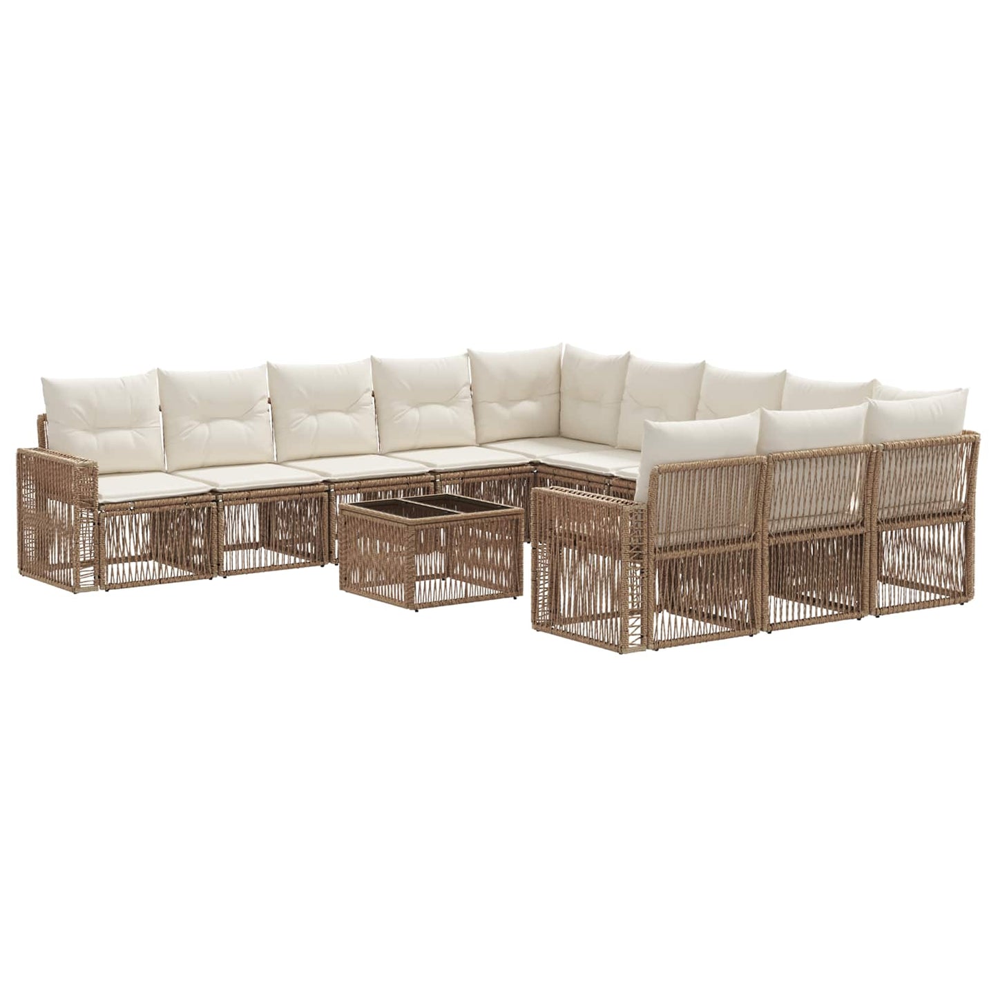 Kerti Kanapé Szett 12 pcs Beige és Krémszínű polirattan