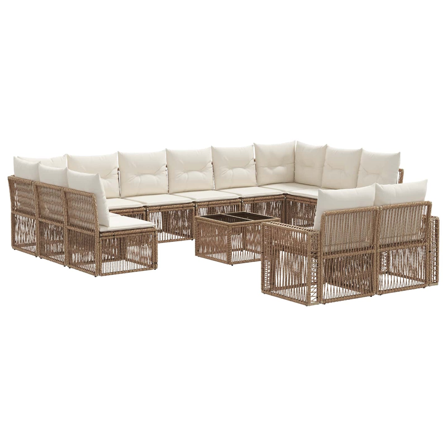 Kerti Kanapé Szett 13 pcs Beige és Krémszínű polirattan