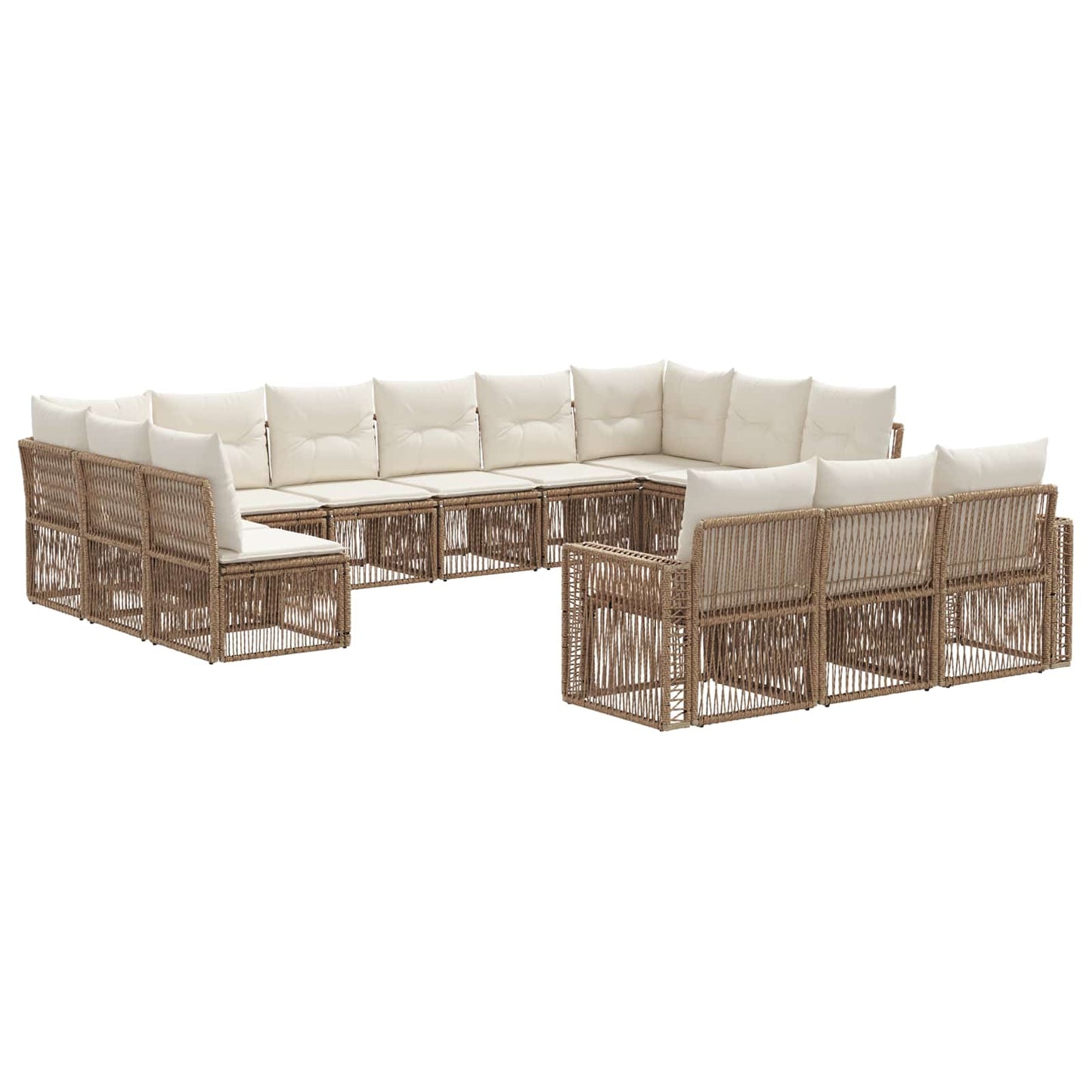 Kerti Kanapé Szett 13 pcs Beige és Krémszínű polirattan