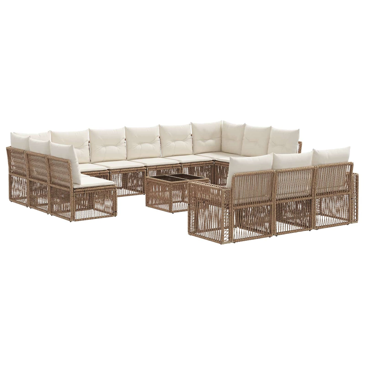 Kerti Kanapé Szett 14 pcs Beige és Krémszínű polirattan