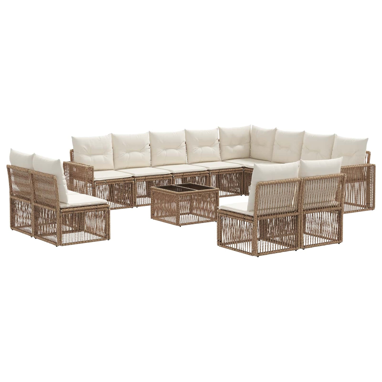 Kerti Kanapé Szett 13 pcs Beige és Krémszínű polirattan
