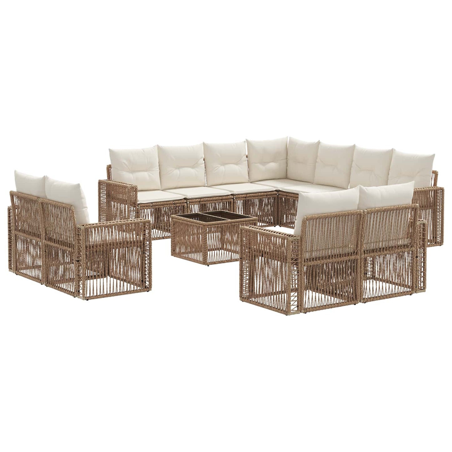 Kerti Kanapé Szett 12 pcs Beige és Krémszínű polirattan