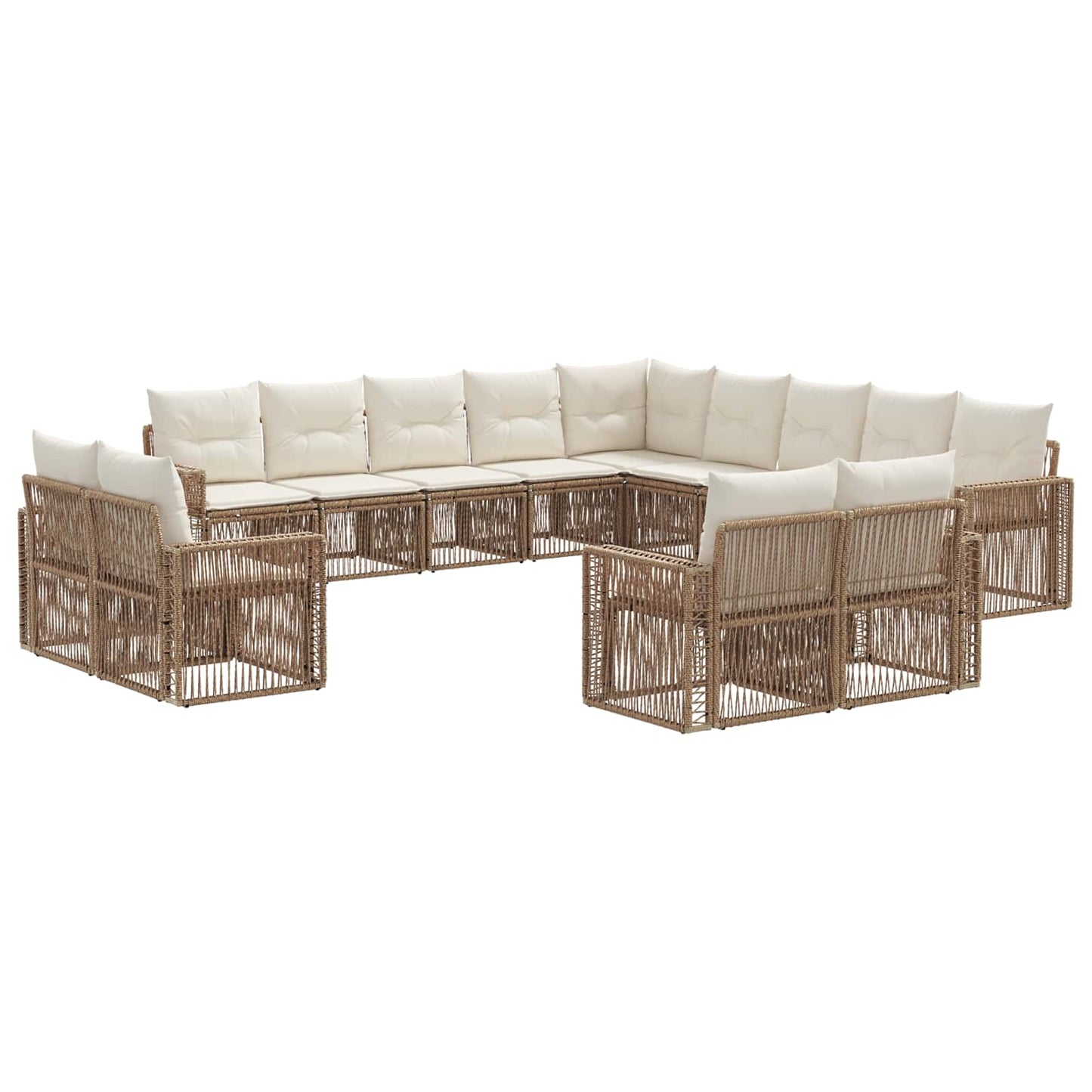 Kerti Kanapé Szett 13 pcs Beige és Krémszínű polirattan