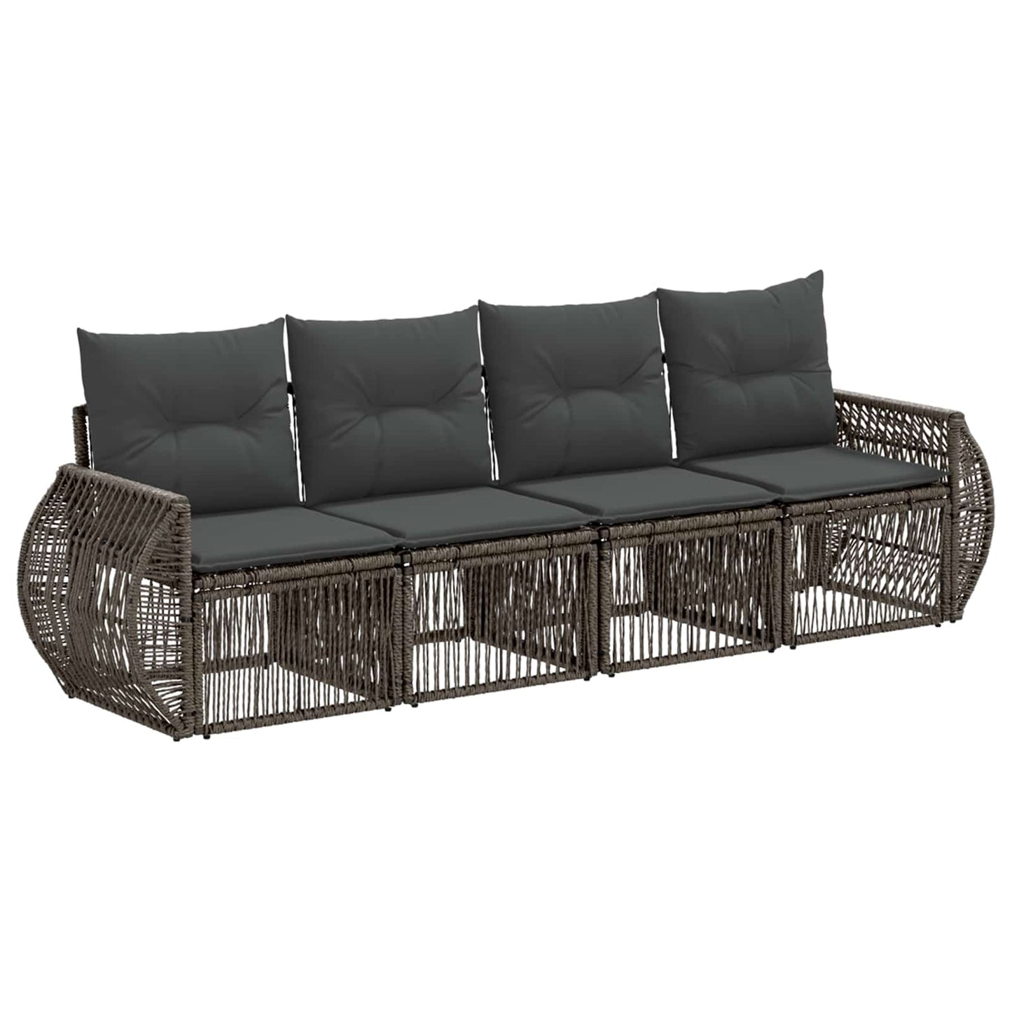 Kerti Kanapé Szett 4 pcs Szürke és sötétszürke polirattan