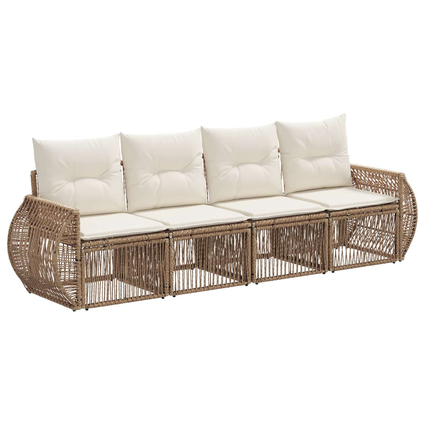 Kerti Kanapé Szett 4 pcs Beige és Krémszínű polirattan
