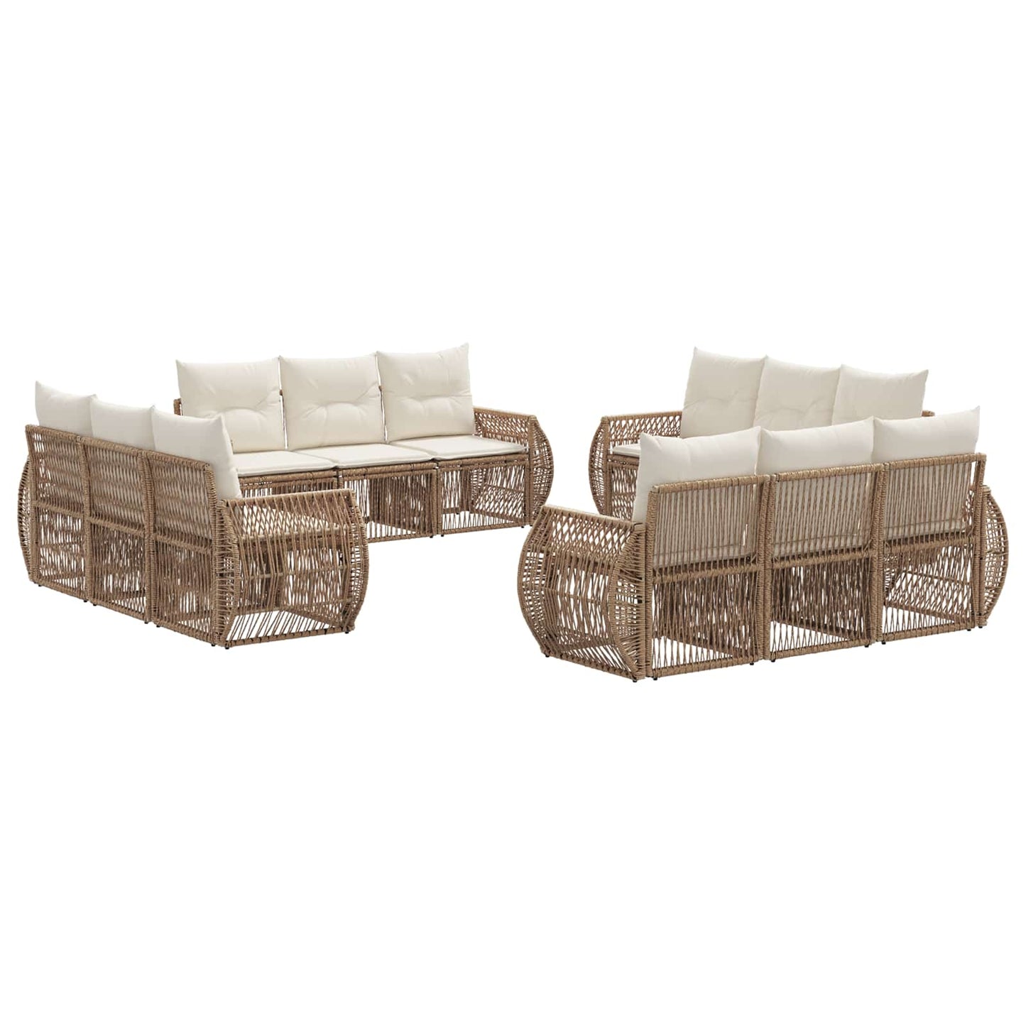 Kerti Kanapé Szett 12 pcs Beige és Krémszínű polirattan