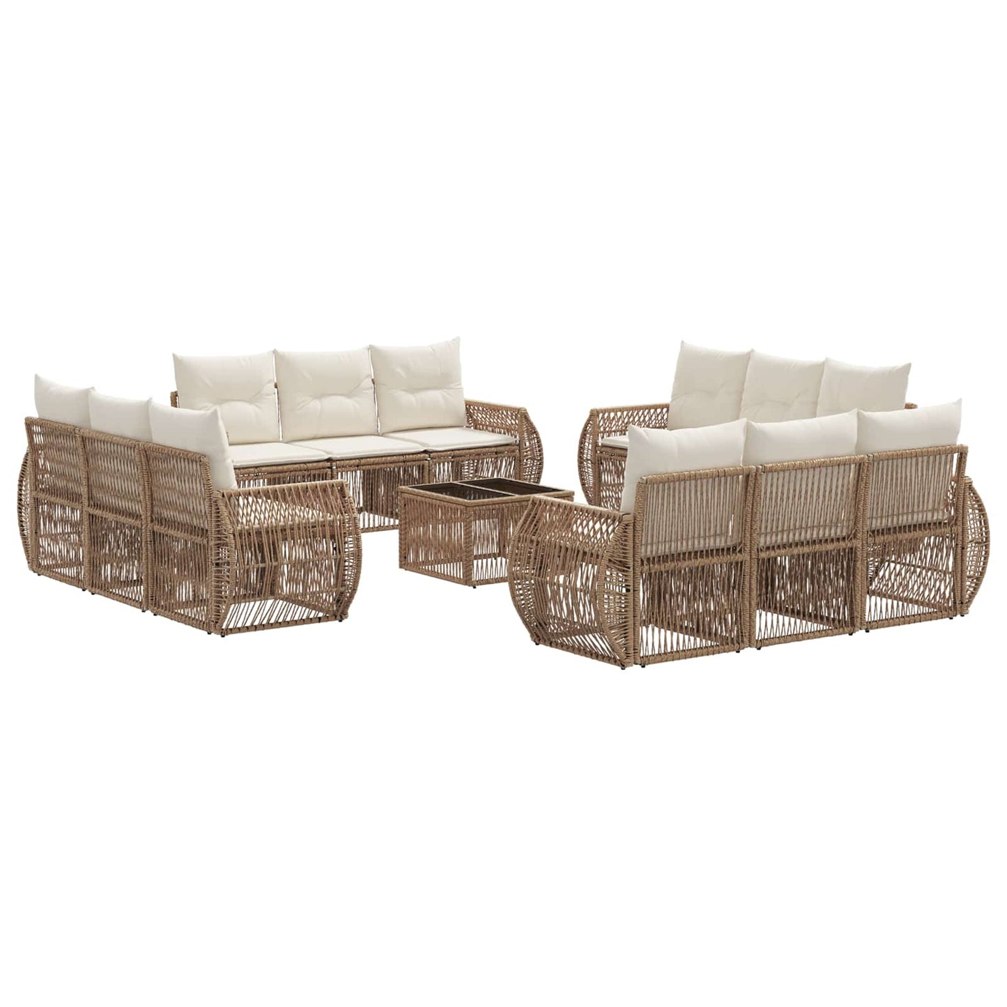 Kerti Kanapé Szett 13 pcs Beige és Krémszínű polirattan