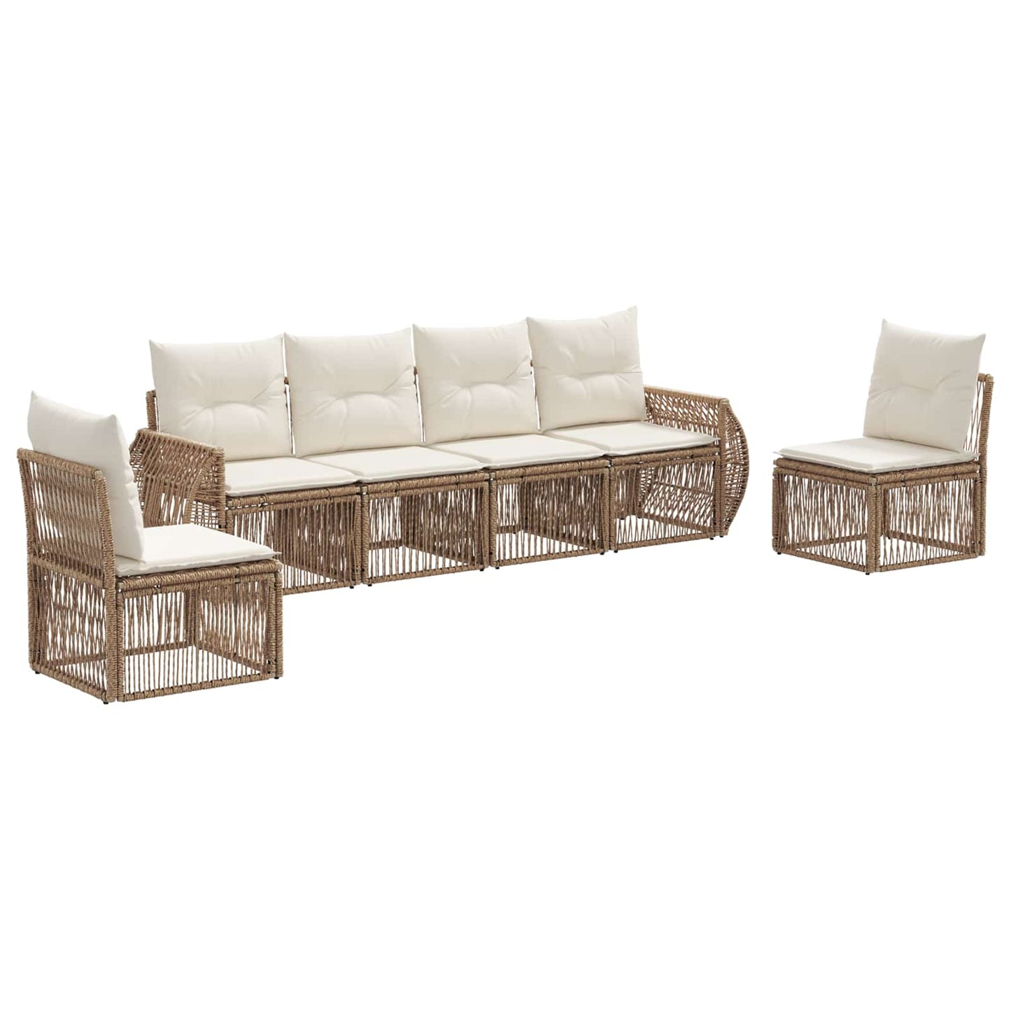 Kerti Kanapé Szett 6 pcs Beige és Krémszínű polirattan