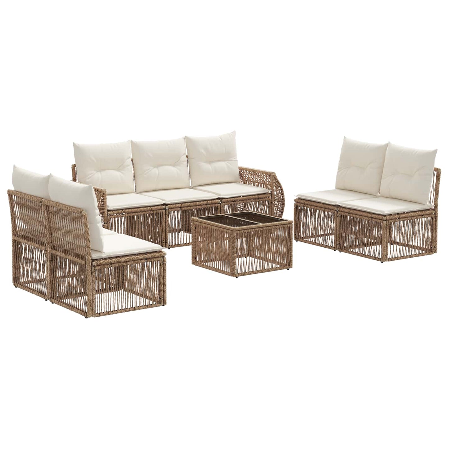 Kerti Kanapé Szett 8 pcs Beige és Krémszínű polirattan