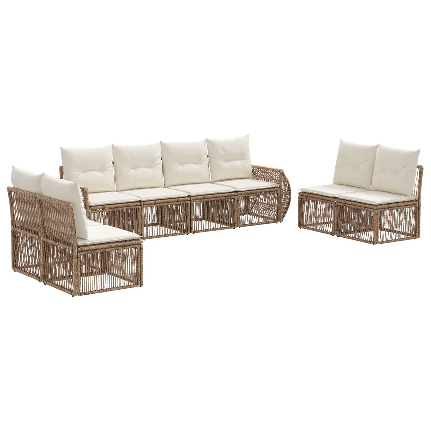 Kerti Kanapé Szett 8 pcs Beige és Krémszínű polirattan