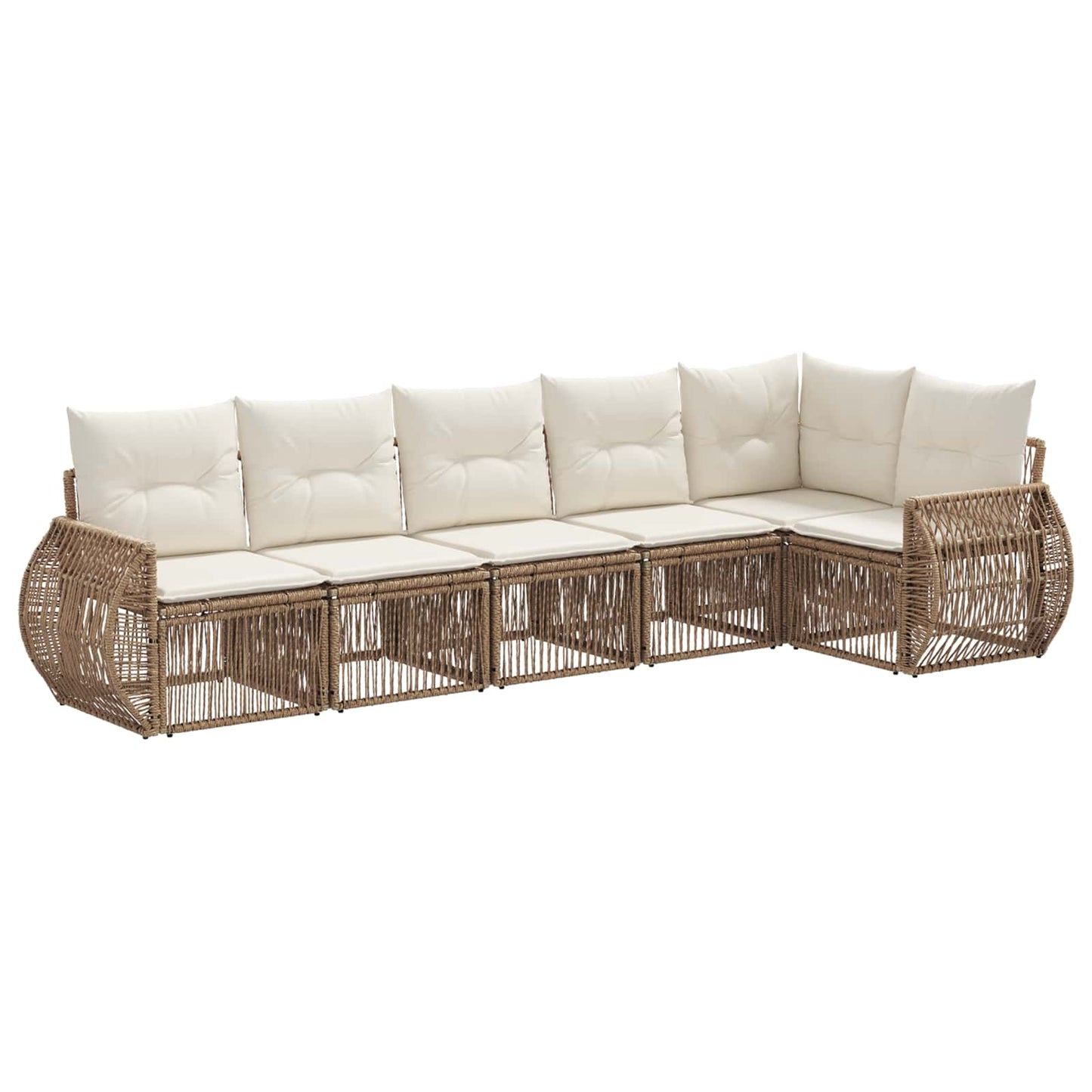 Kerti Kanapé Szett 6 pcs Beige és Krémszínű polirattan