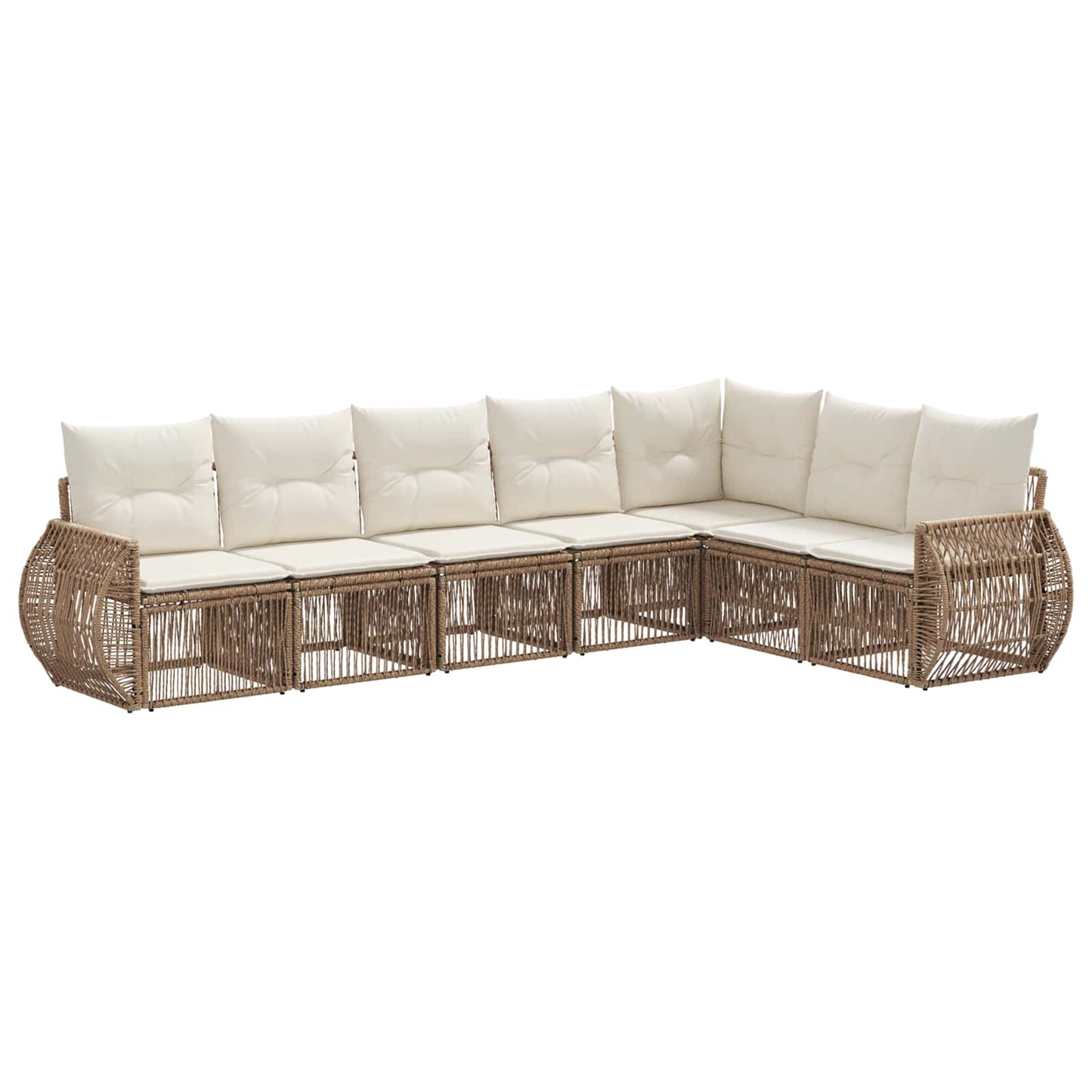 Kerti Kanapé Szett 7 pcs Beige és Krémszínű polirattan