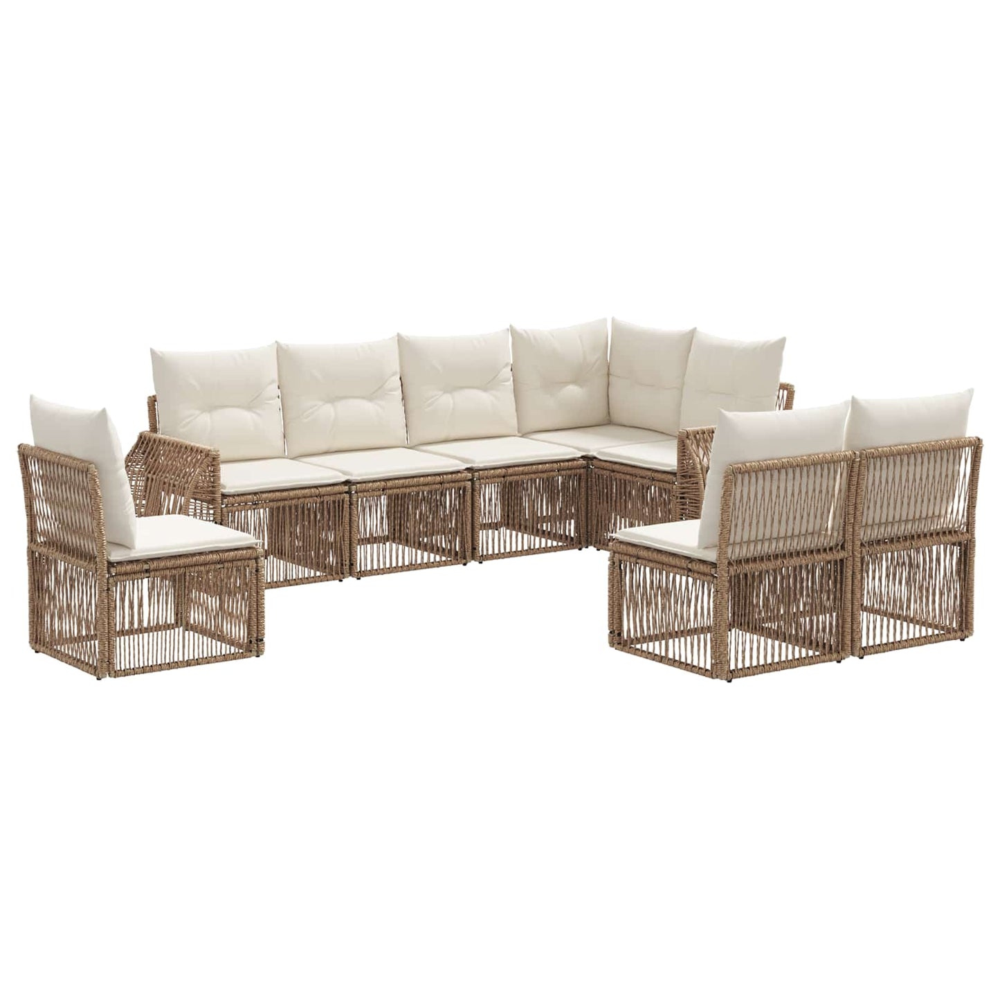 Kerti Kanapé Szett 8 pcs Beige és Krémszínű polirattan