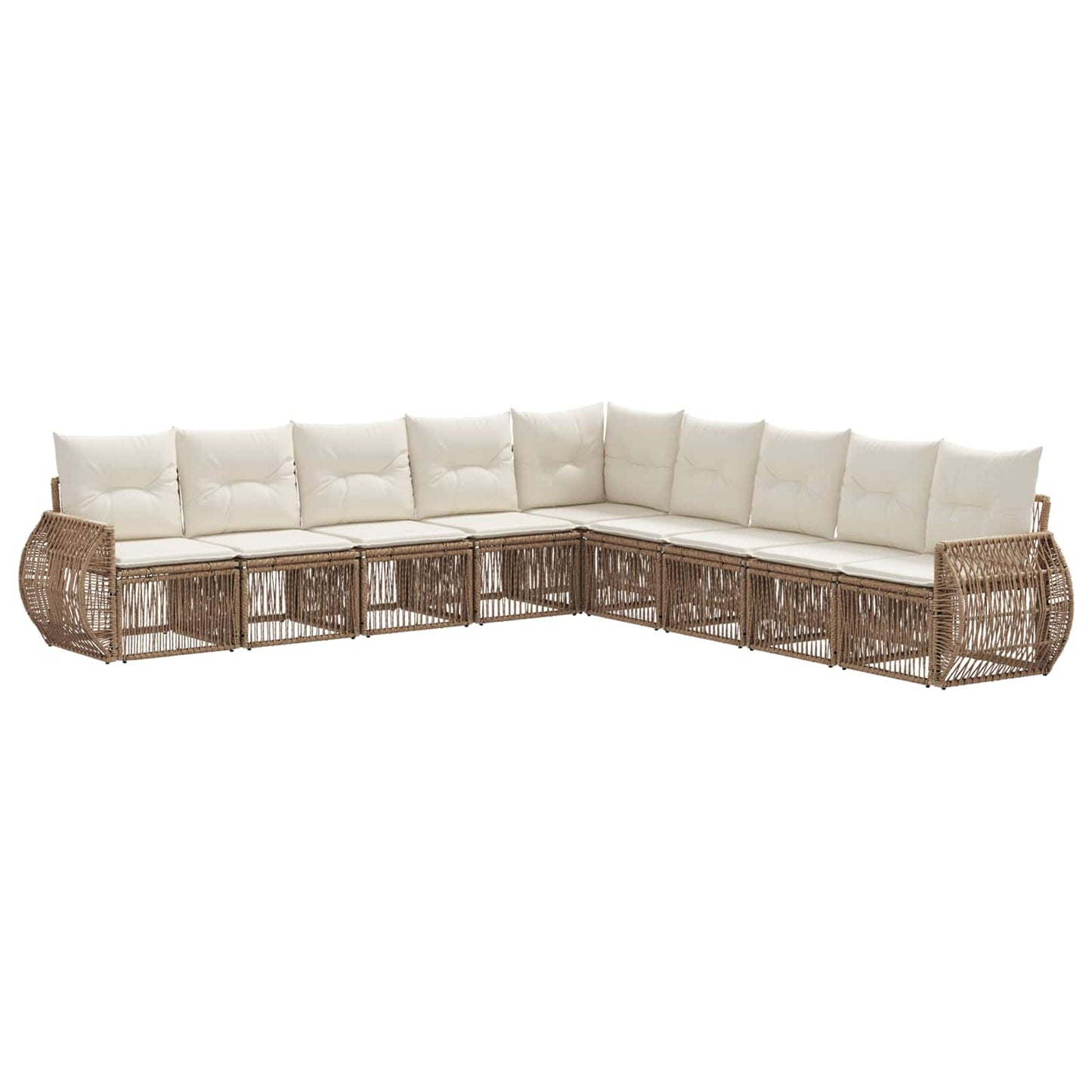Kerti Kanapé Szett 9 pcs Beige és Krémszínű polirattan