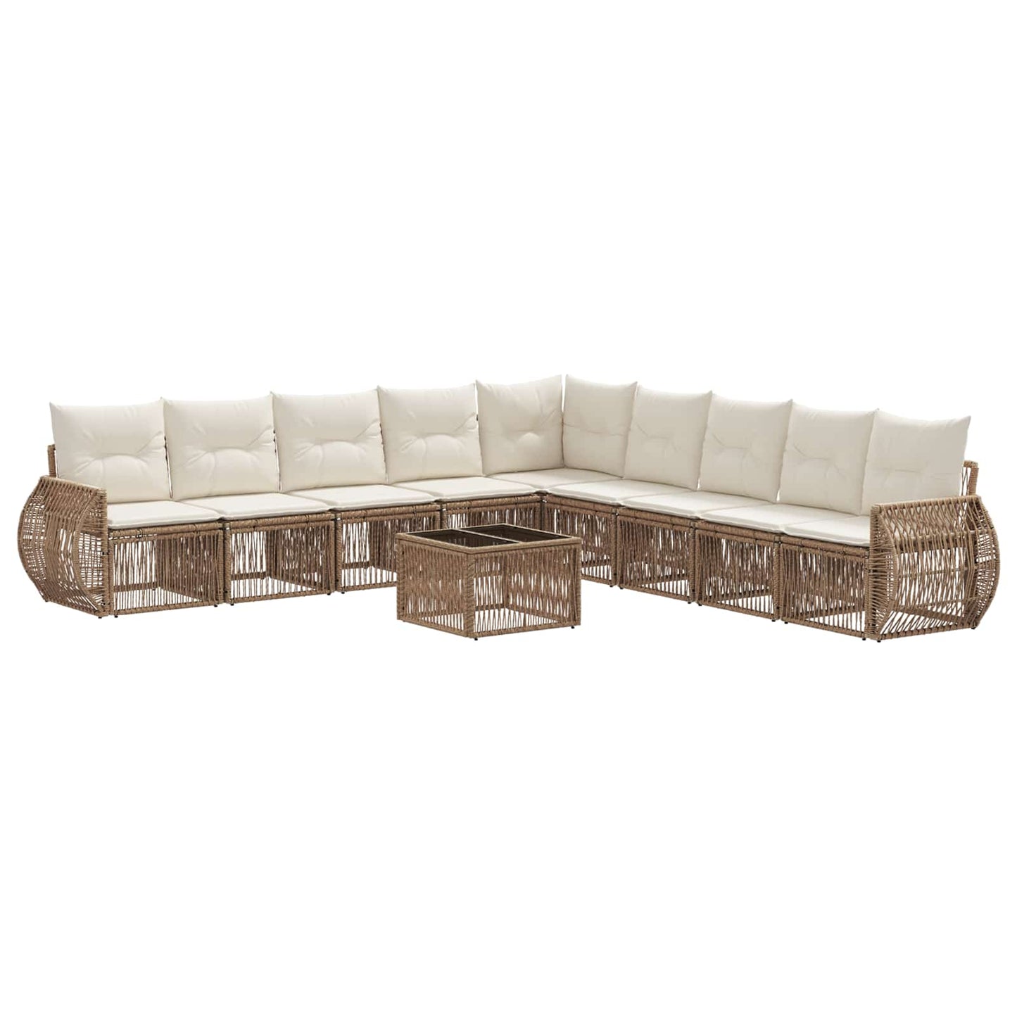 Kerti Kanapé Szett 10 pcs Beige és Krémszínű polirattan