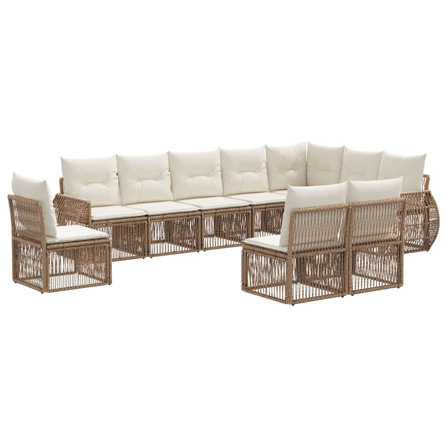 Kerti Kanapé Szett 10 pcs Beige és Krémszínű polirattan