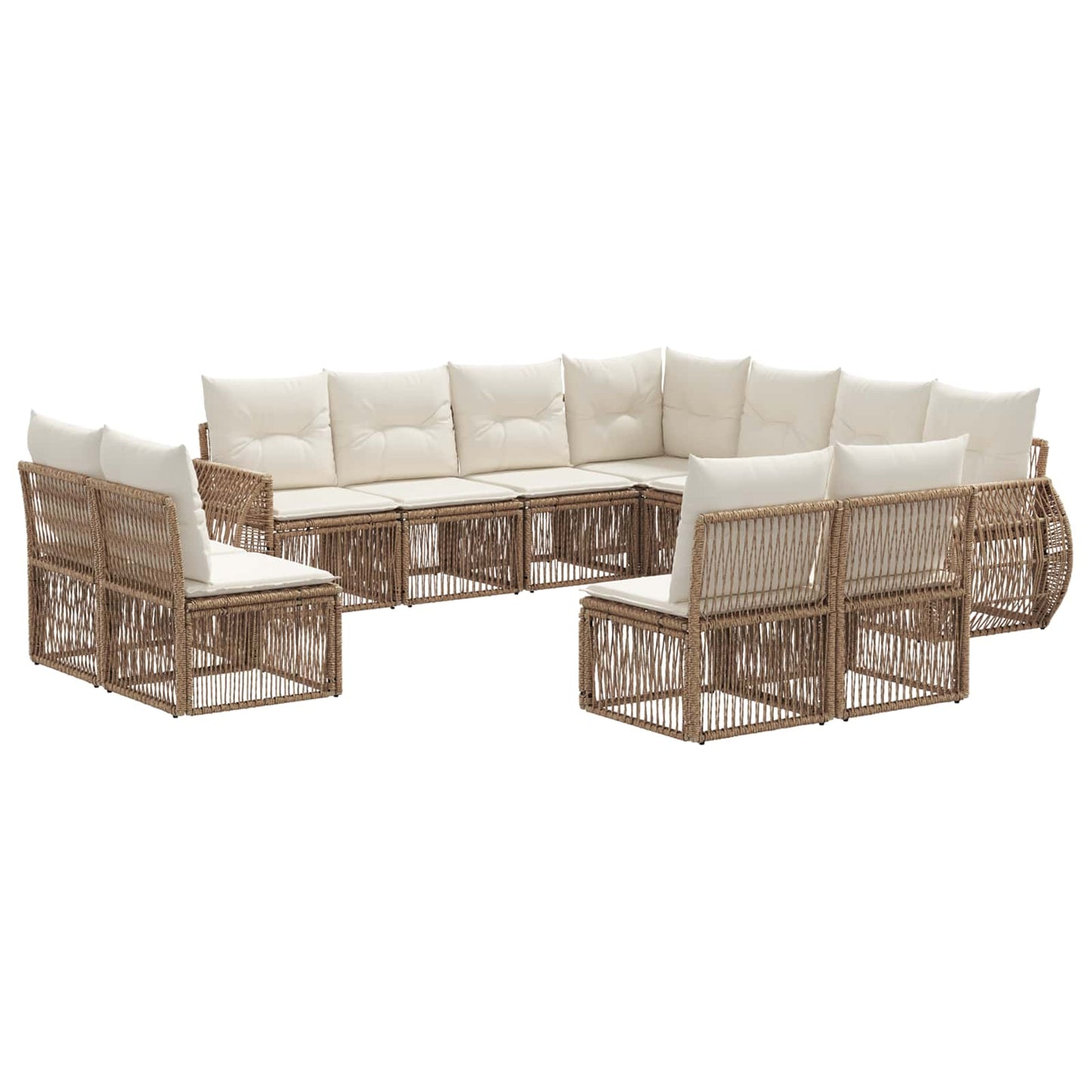 Kerti Kanapé Szett 11 pcs Beige és Krémszínű polirattan